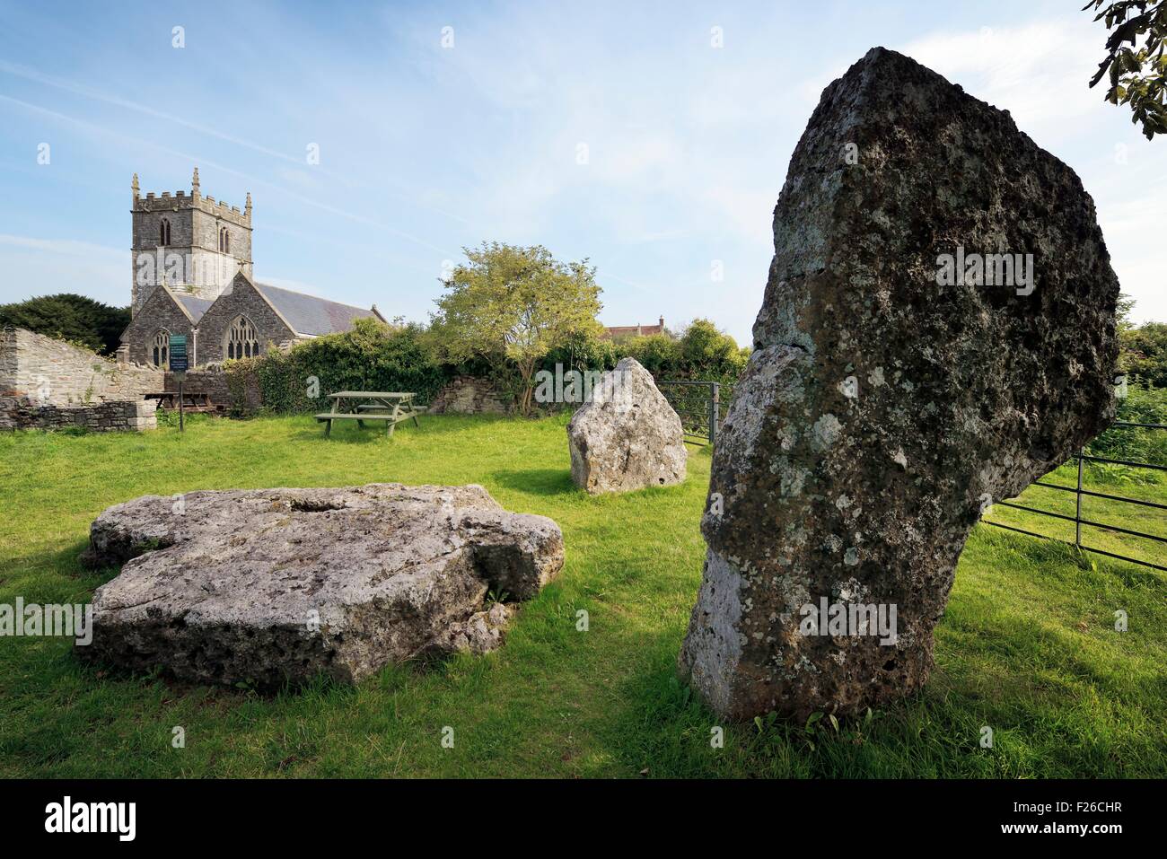 Stanton Drew, Somerset, Angleterre. Trois pierres mégalithiques connus sous le nom de l'anse. Date d'au moins 3000 avant notre ère Banque D'Images