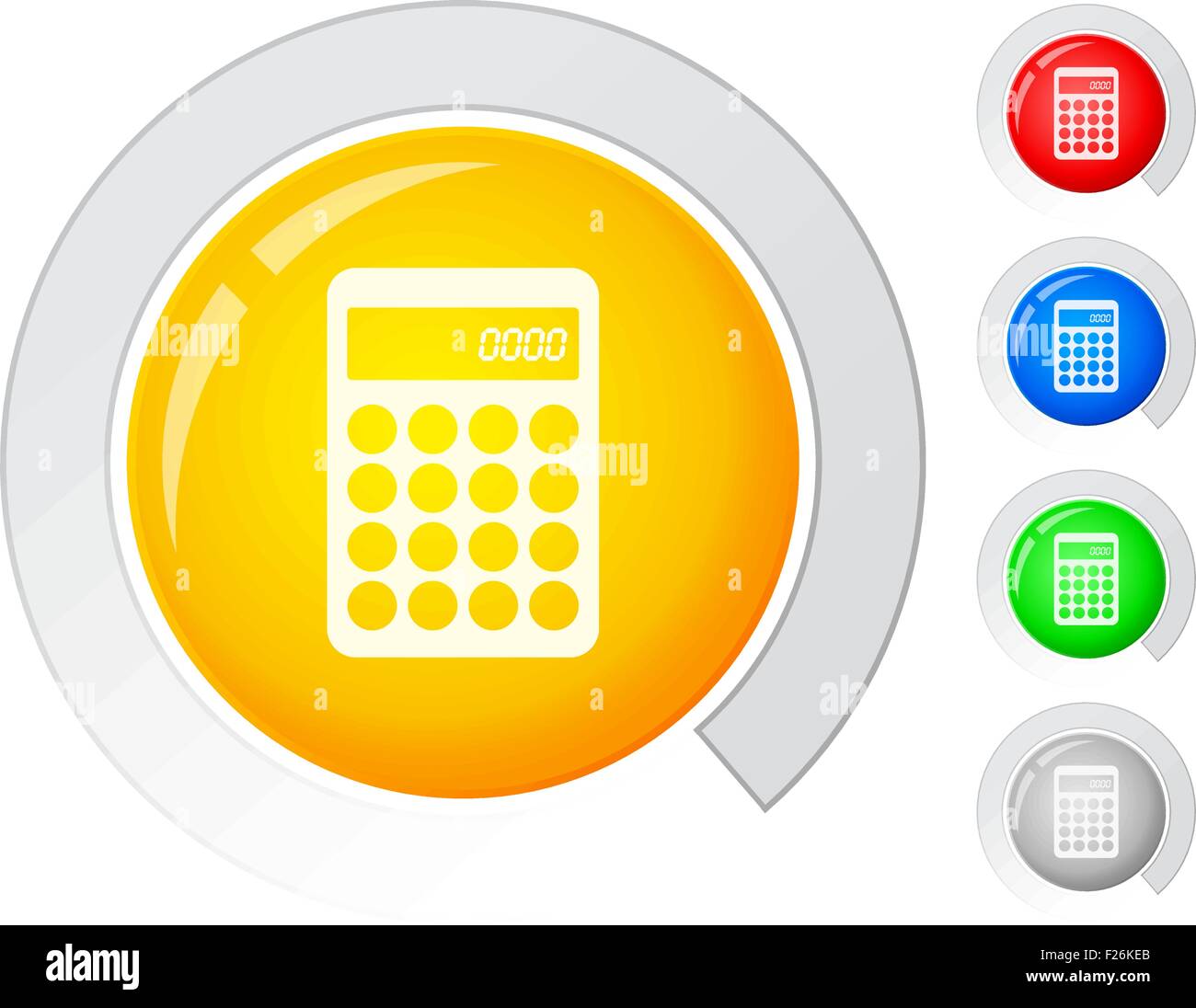 Boutons cercle avec la calculatrice. Vector illustration. Illustration de Vecteur