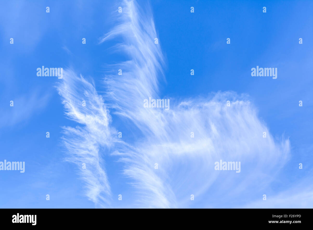 Cirrus Nuages dans le ciel bleu sur une journée ensoleillée. Banque D'Images