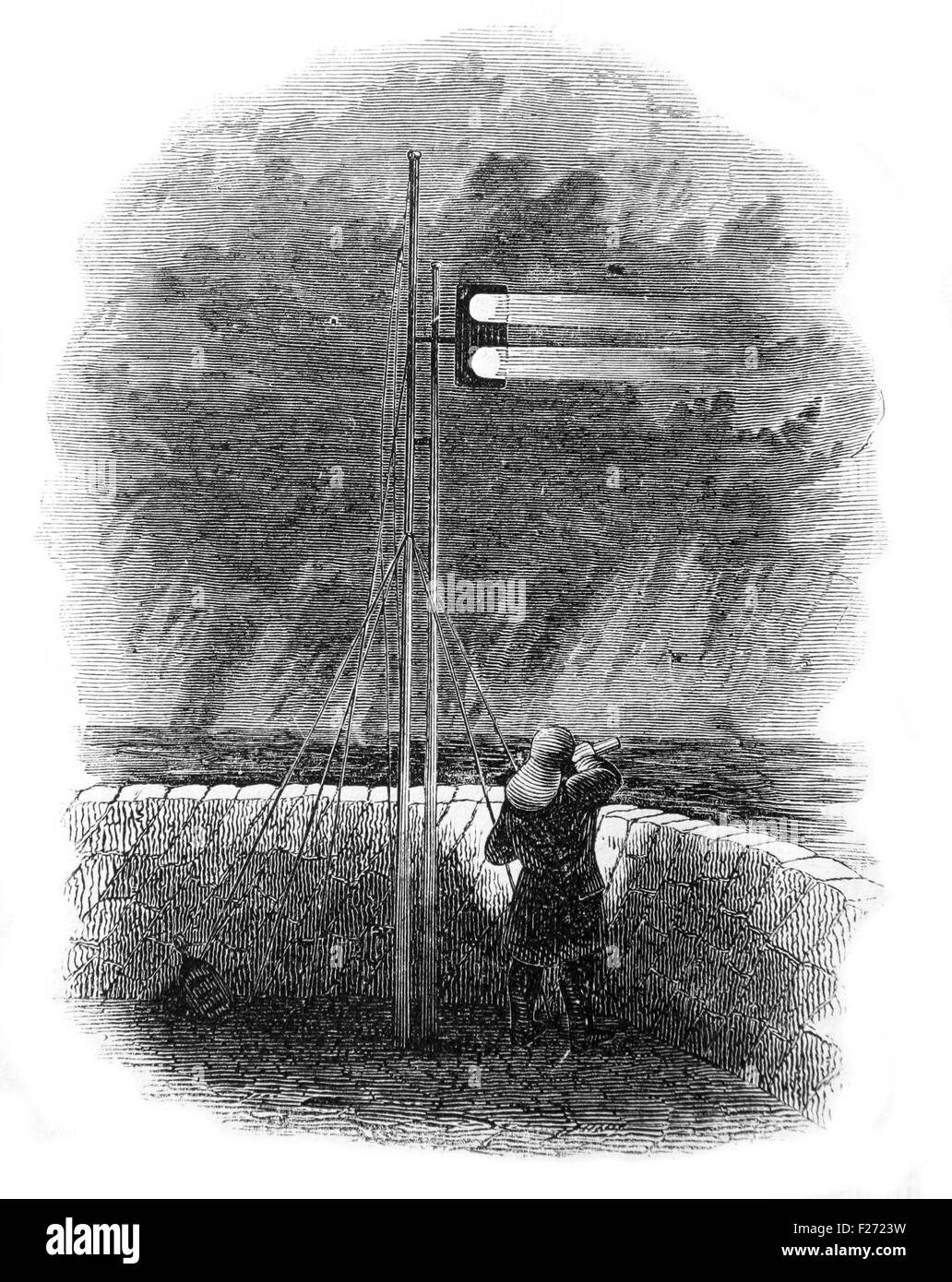 Mail indien des signaux à Folkestone. Illustrated London News Juillet 1844 ; noir et blanc Illustration ; Banque D'Images