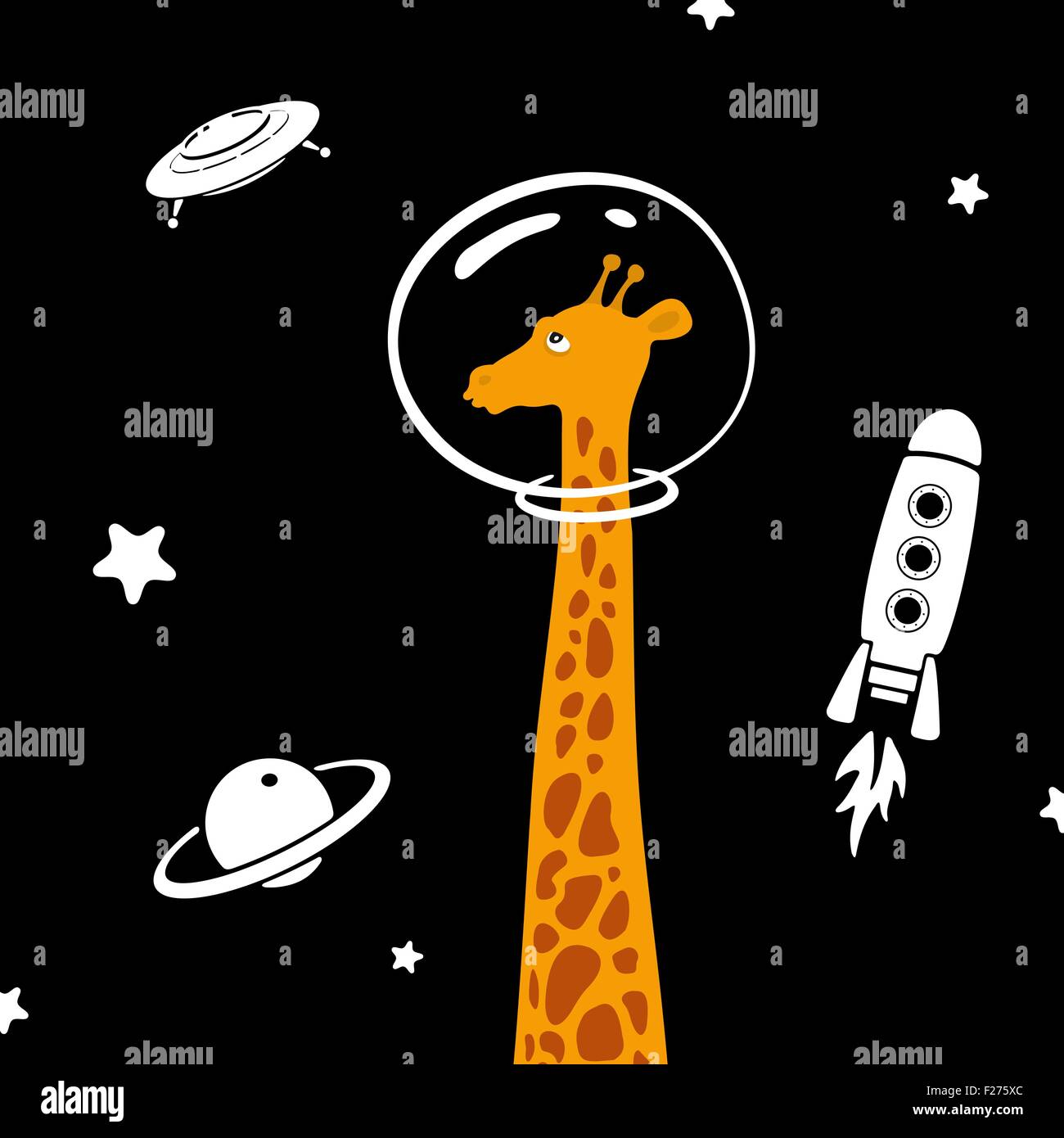 Girafe dans l'espace Illustration de Vecteur
