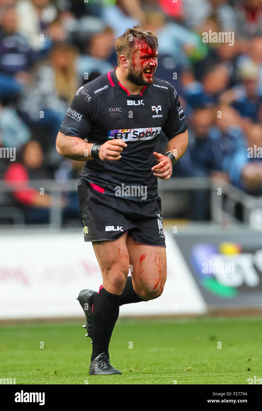 Swansea, Pays de Galles. 13 Sep, 2015. Guinness Pro12. Ospreys contre Munster Rugby. Les balbuzards Sam Parry pendant le match. © Plus Sport Action/Alamy Live News Banque D'Images
