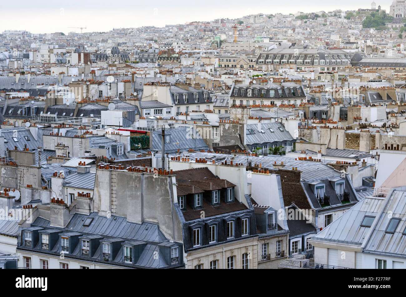 Vue sur Paris forme le Centre Pompidou, Paris, France Banque D'Images