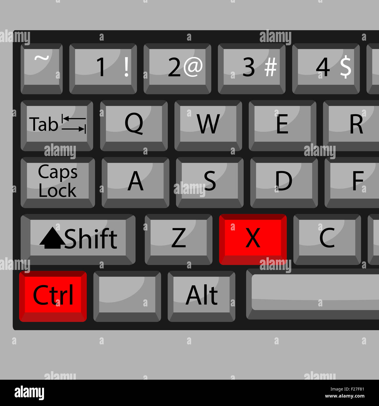 Combinaison de boutons pour couper. Raccourci clavier Ctrl X, combinaison  de touches, rapide et de commander rapidement. Vector illustration  graphique Photo Stock - Alamy