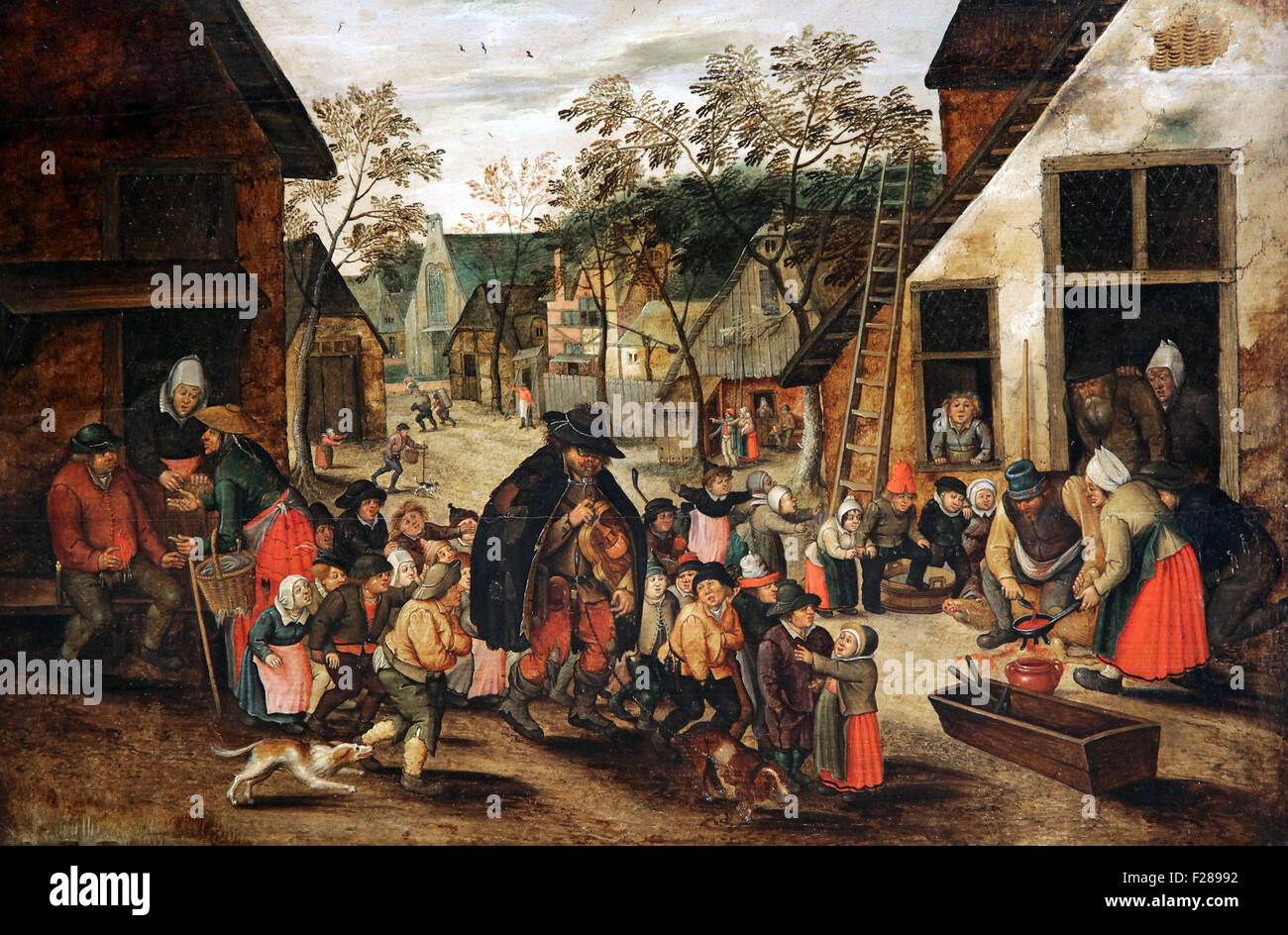 Le joueur de vielle à roue, 1600-1625 par Pieter Brueghel le Jeune 1564-1638 Banque D'Images