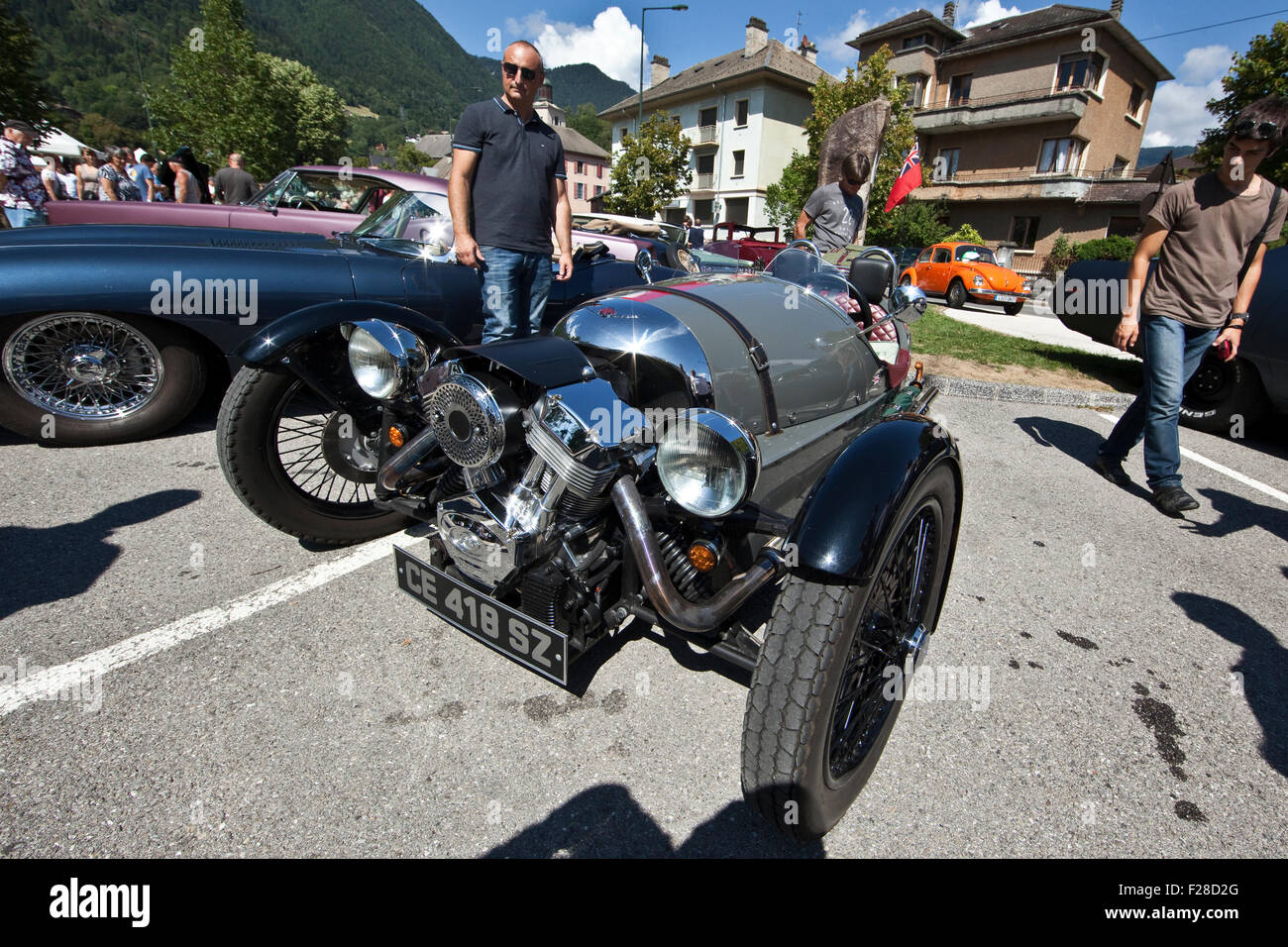 La Jacquemarde Classic Motor Show 2015 à Montriond (France) : 3 roues Morgan Banque D'Images