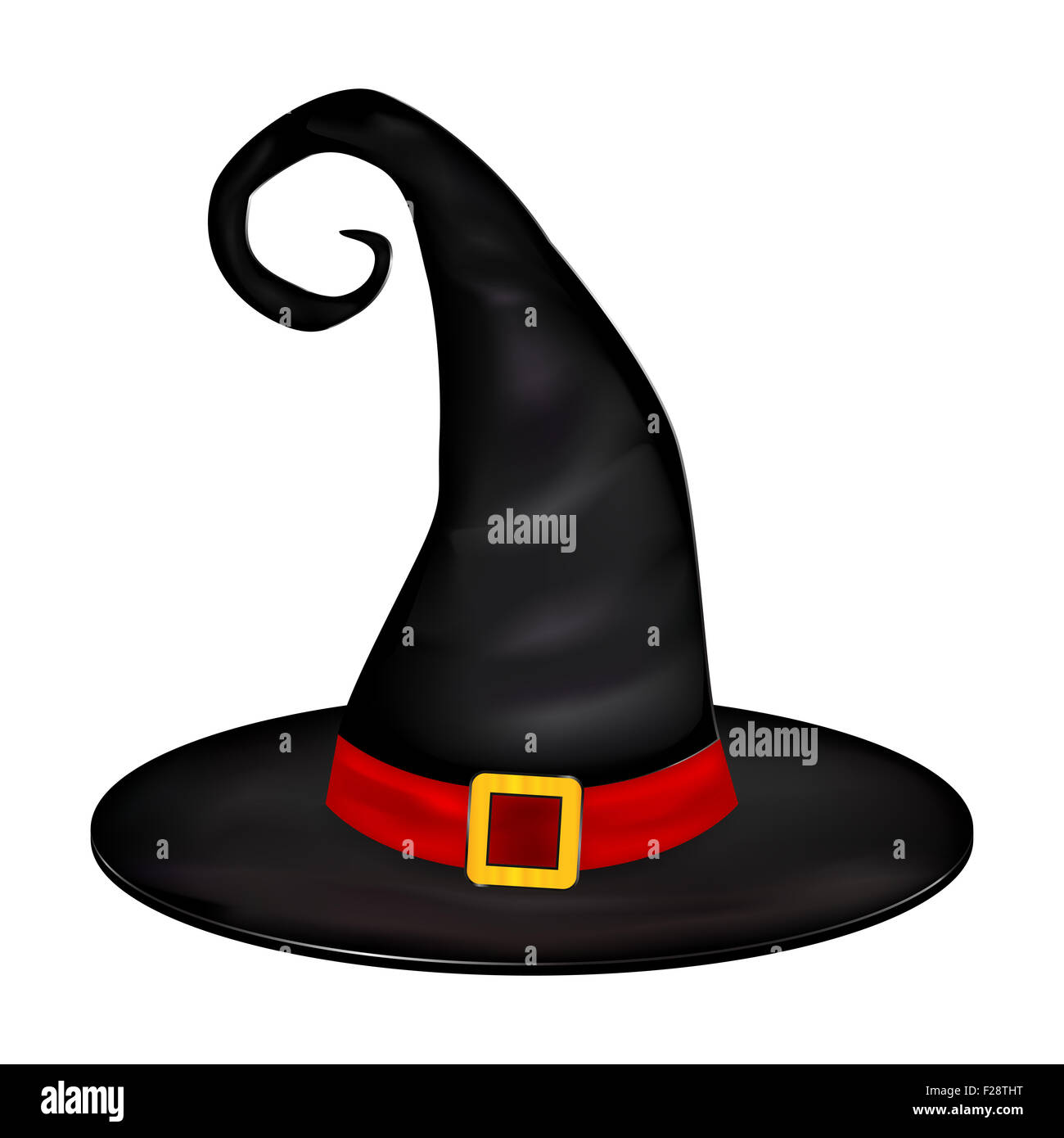 Photo de vecteur réaliste Halloween Chapeau de sorcière. Illustration isolé sur fond blanc Banque D'Images