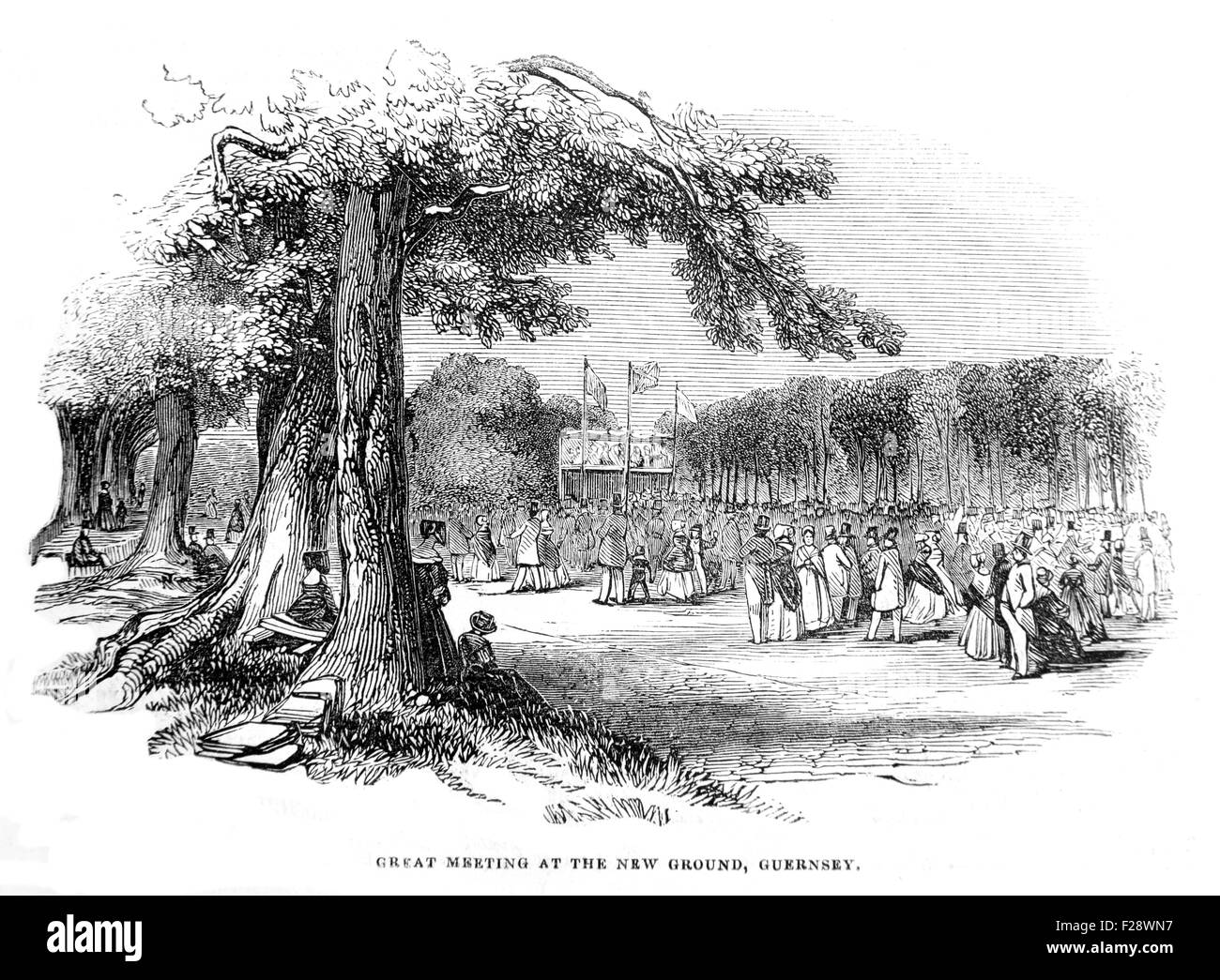 Grande réunion à Guernesey à jurer allégeance à la Couronne, 2 juillet 1844, l'Illustrated London News Juillet 1844 ; noir et blanc Il Banque D'Images