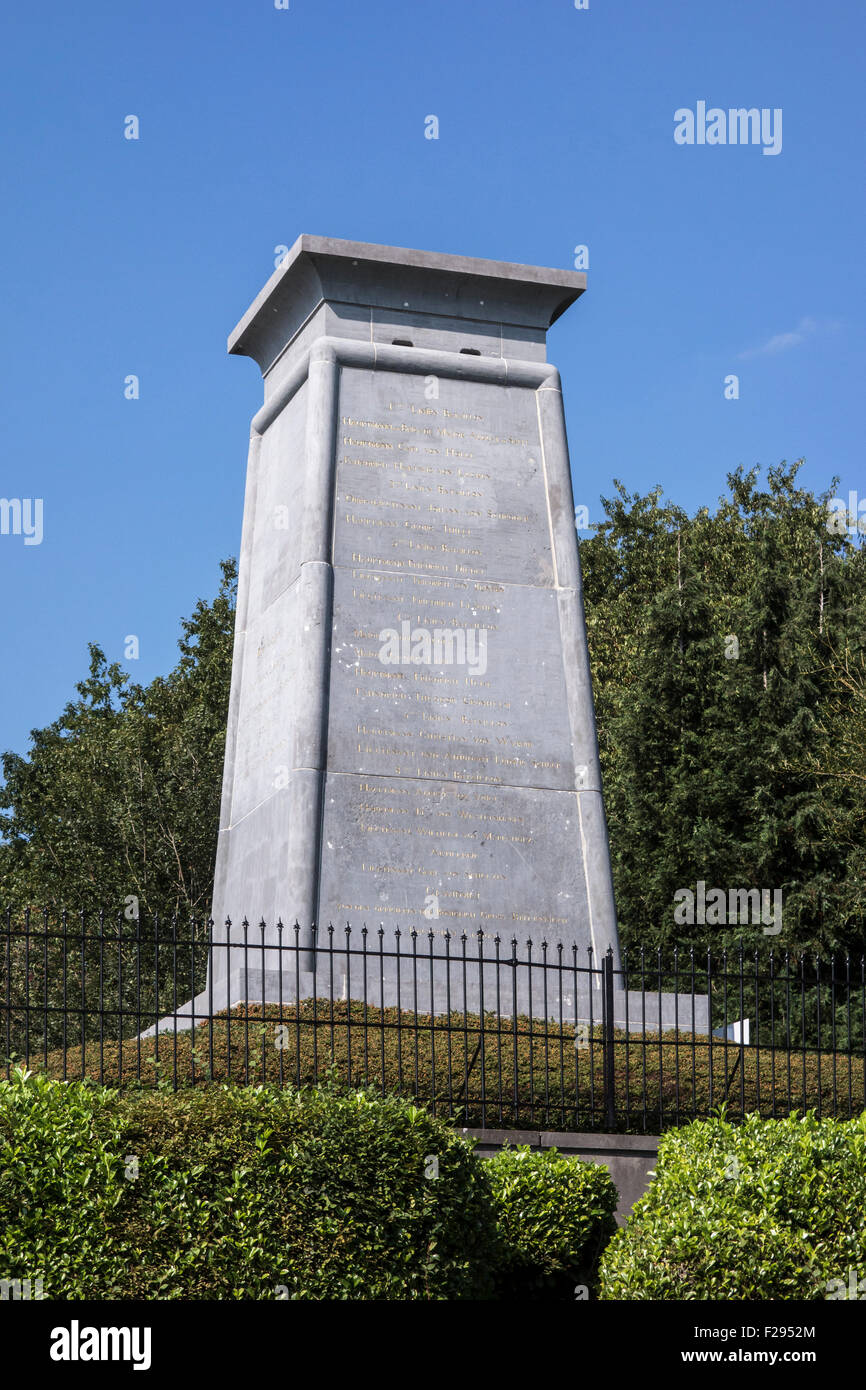 Monument allemand au Hanoverians / Monument hanovrien / la King's German Legion Monument situé sur le champ de bataille de Waterloo 1815 Banque D'Images