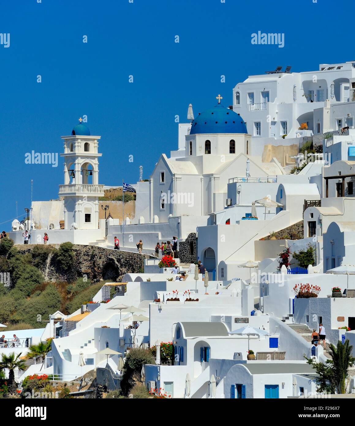 Le village d'Imerovigli, Santorini Grèce Banque D'Images