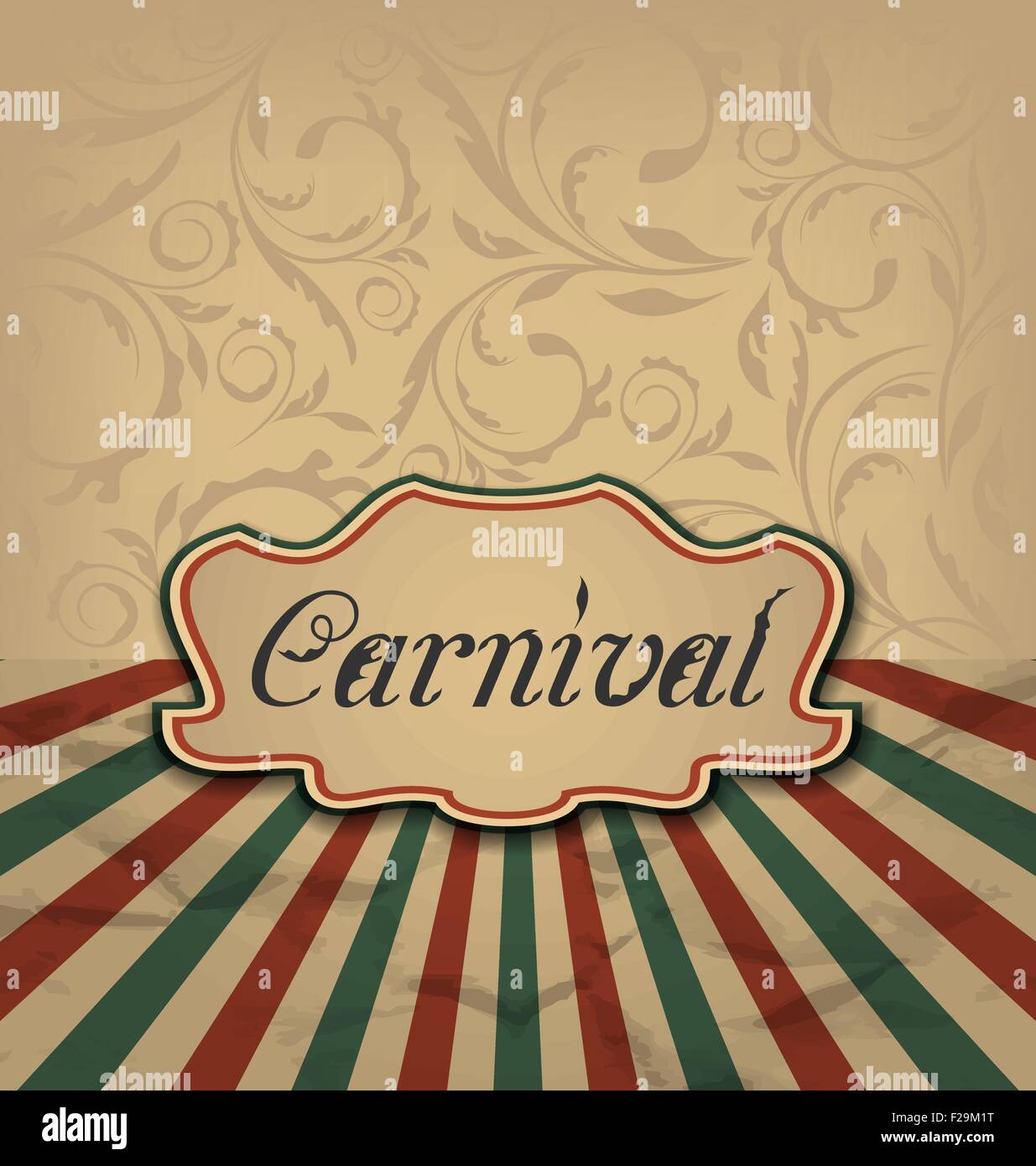 Carte vintage avec en-tête de la publicité pour le carnaval Illustration de Vecteur