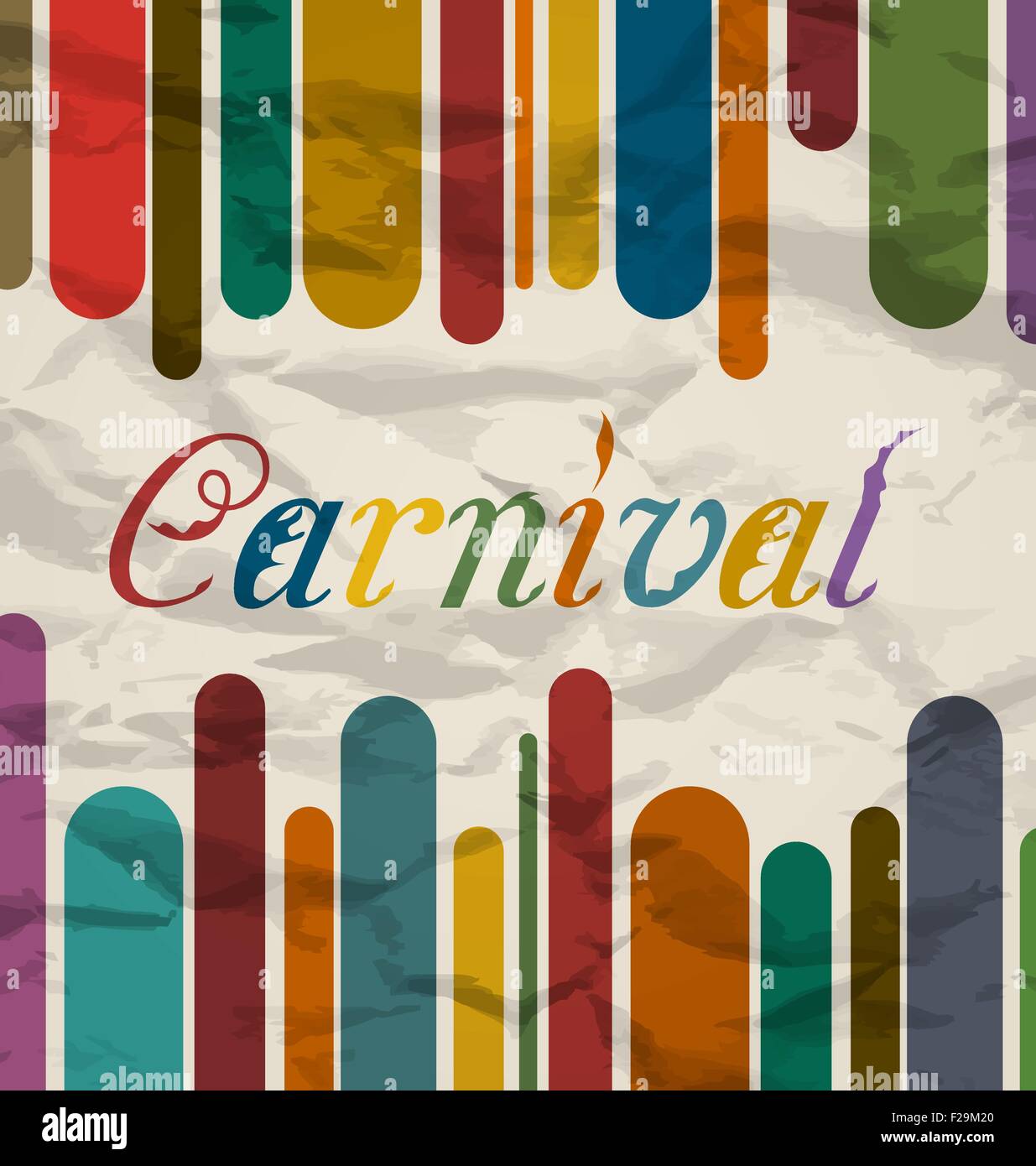 Ancienne carte colorée avec du texte pour le carnaval festival Illustration de Vecteur