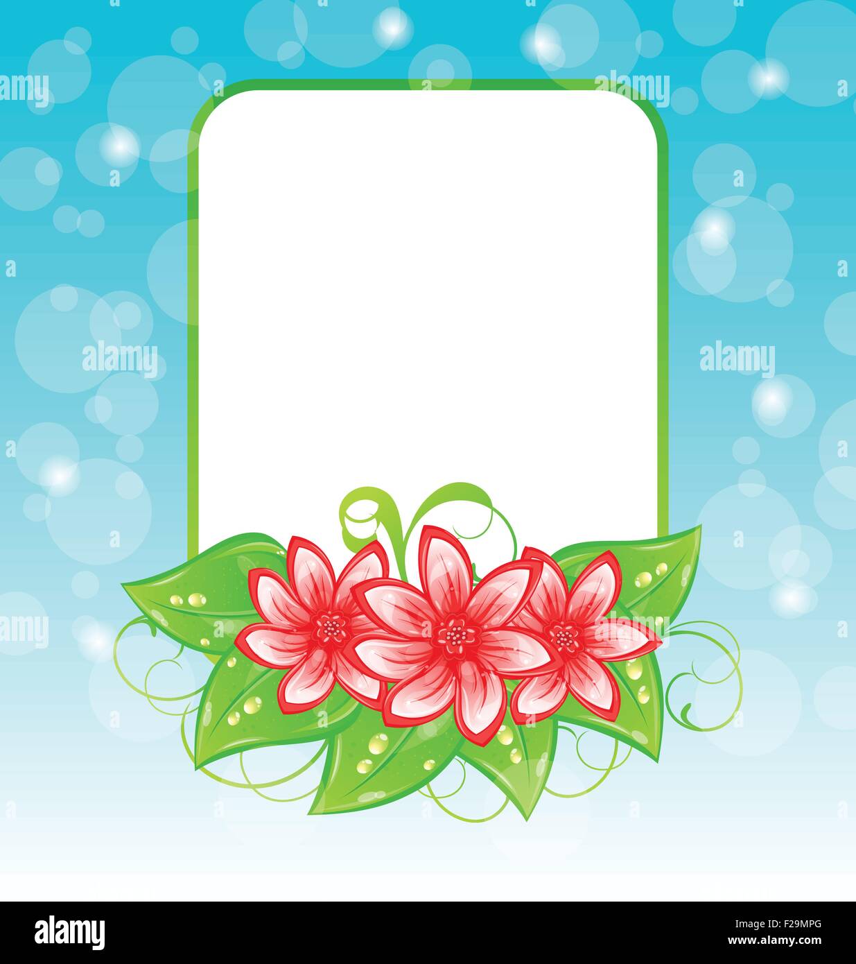 Carte romantique avec des fleurs et de la place pour le texte Illustration de Vecteur