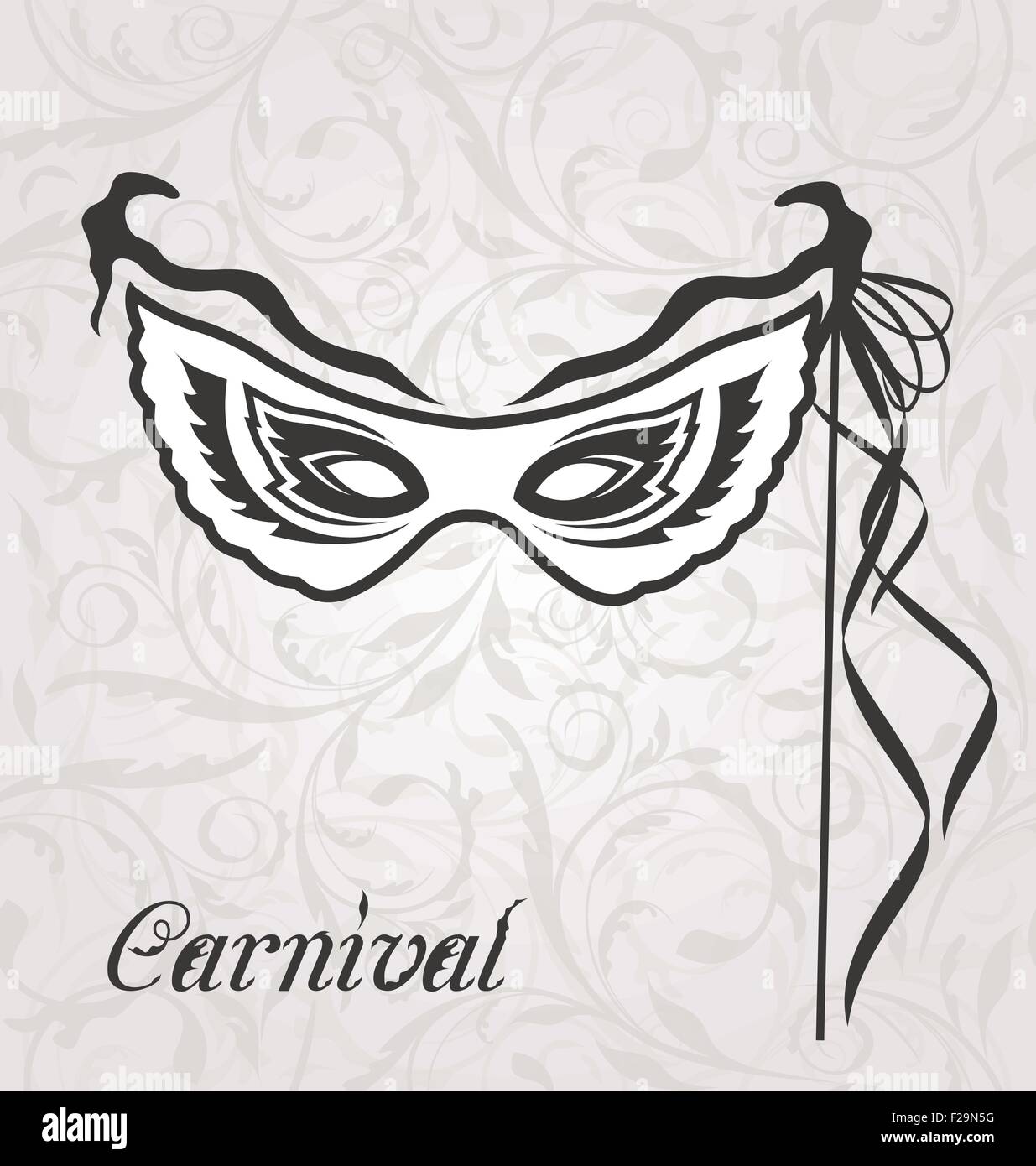 Masque de théâtre ou carnaval vénitien avec des rubans Illustration de Vecteur