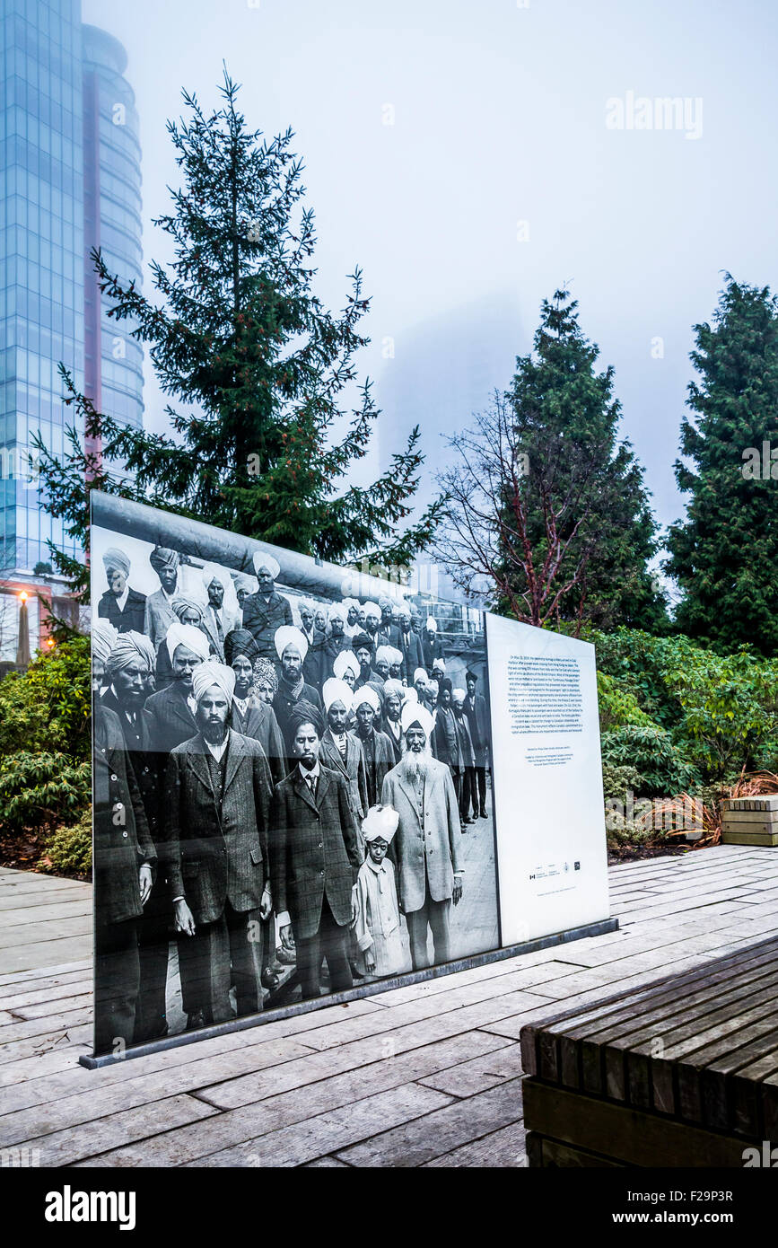 Le Komagata Maru Monument à 376 passagers en provenance de l'Inde de ne pas autorisés à débarquer au Canada en 1914., port de Green Park, Vancouver, BRI Banque D'Images