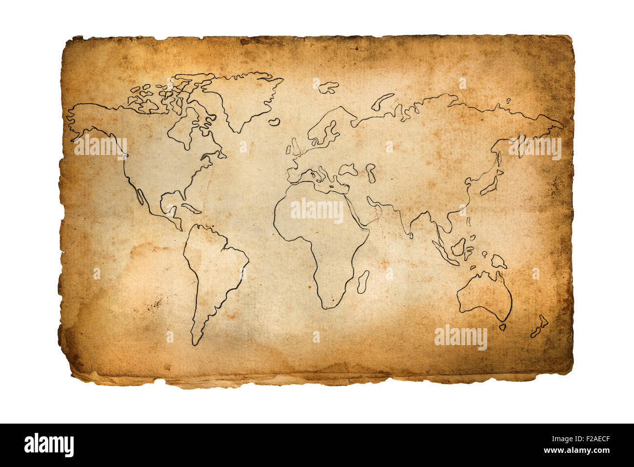 Ancienne carte du monde isolated on white Banque D'Images
