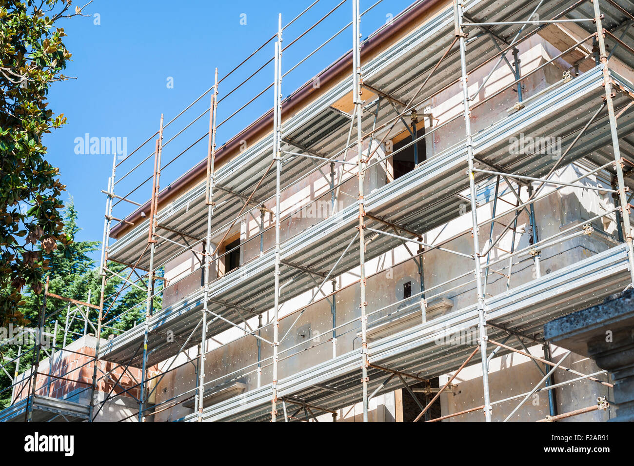 Bâtiment en construction d'échafaudages Banque D'Images