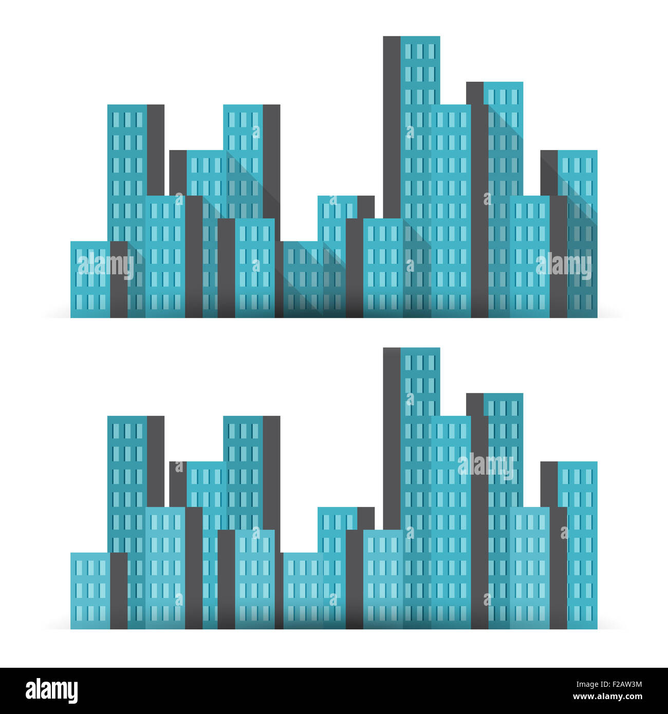 Vector illustration of business tower bâtiments, avec deux paramètres de l'ombre. Banque D'Images