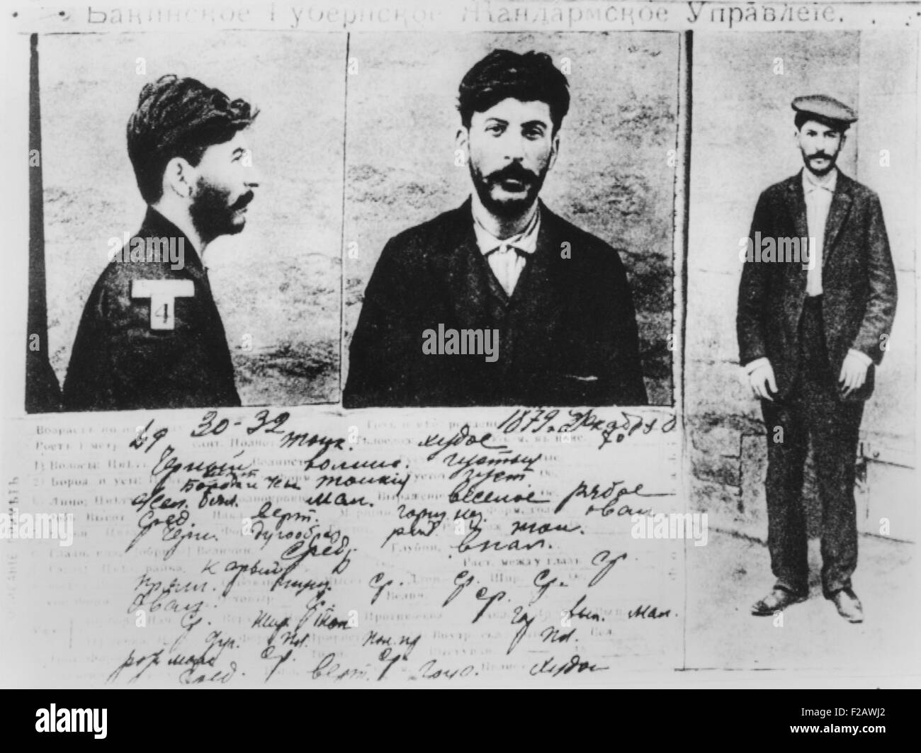 Josef Stalin's fiche d'enregistrement des partis politiques de la province de l'Administration de la police de Bakou, la Russie. Ca. 1910. CSU (2015   1361 11) Banque D'Images