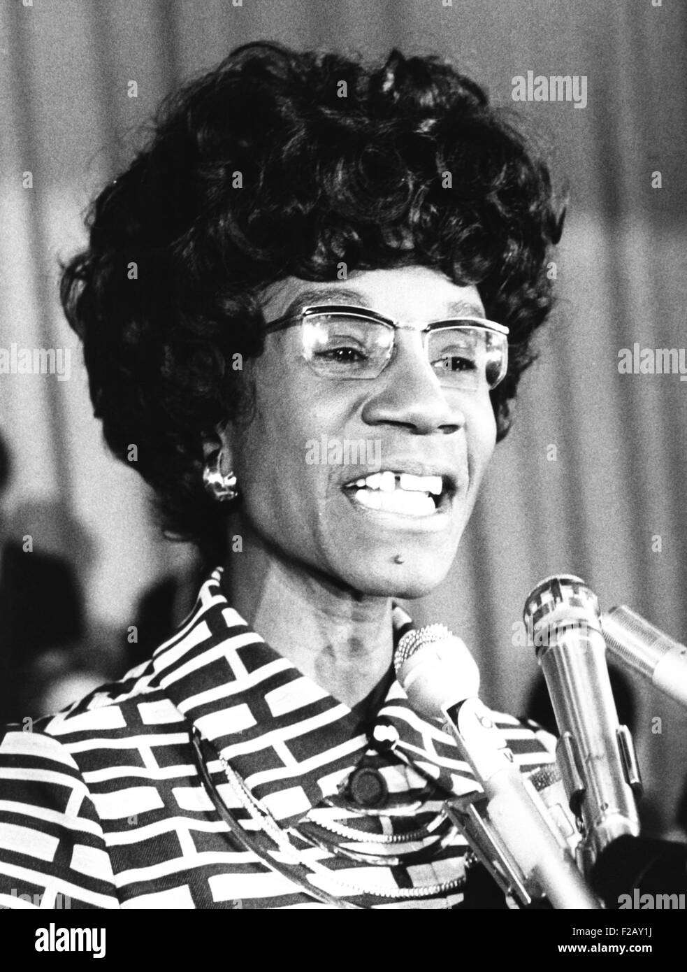 Shirley Chisholm annonce sa candidature à l'investiture présidentielle démocratique. Son lieu était l'Église baptiste de Concorde à Brooklyn le 25 janvier 1972. Elle fut la première femme à se présenter à l'investiture présidentielle démocratique. Elle a obtenu 152 voix au premier tour la Convention nationale démocrate de 1972. CSU (2015__9_933) Banque D'Images