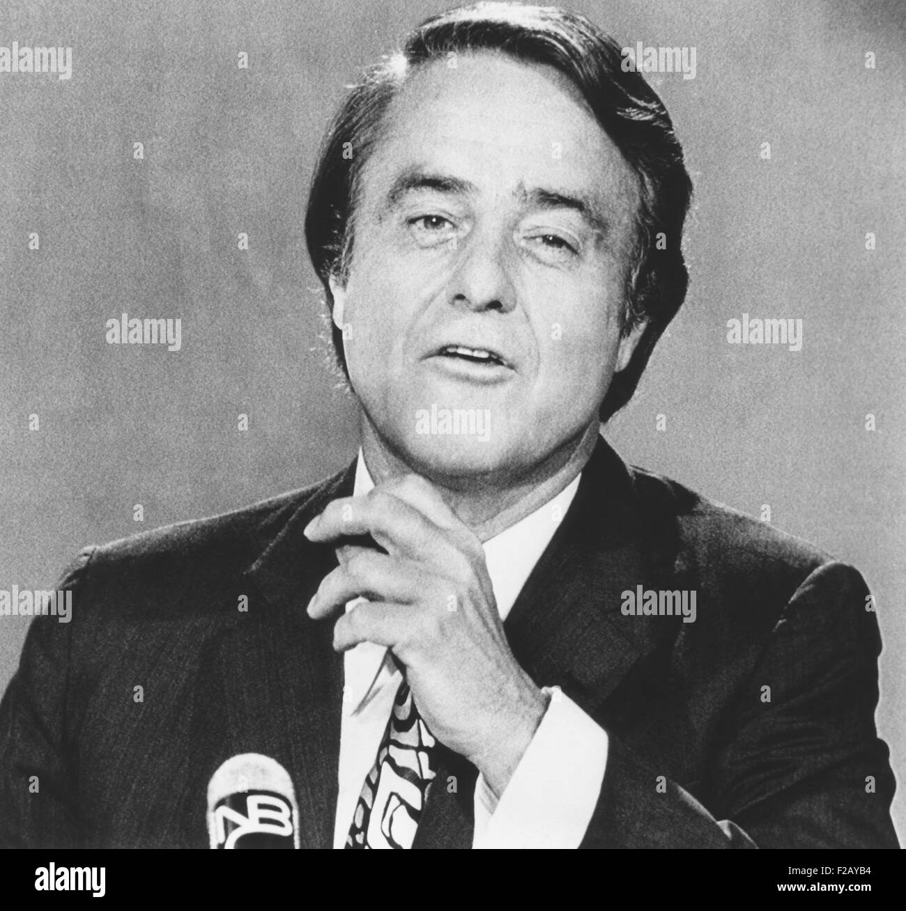 Sargent Shriver, 1972, candidat à la vice-présidence démocratique apparaissant sur la presse. Le 13 août 1972. Il a critiqué le président Banque D'Images