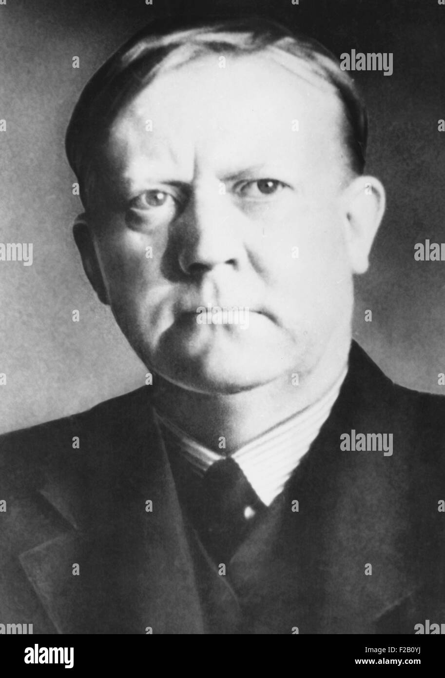 Vidkun Quisling, collaborateur nazi norvégien accusé de trahison à l'essai. 26 mai, 1945. Il a été fusillé à la Forteresse, Oslo, le 24 octobre 1945. CSU (2015 9  1021) Banque D'Images