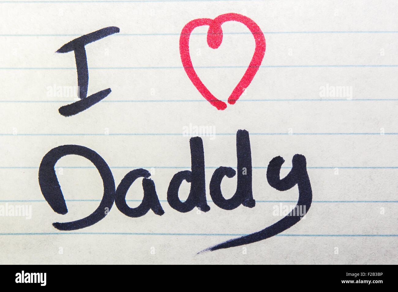J'aime papa écrit sur feuille de papier Banque D'Images