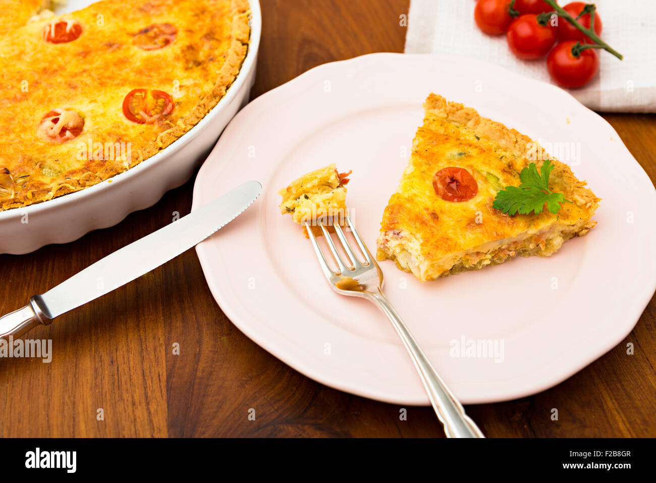 Tranche de pizza / Quiche lorraine - français Banque D'Images