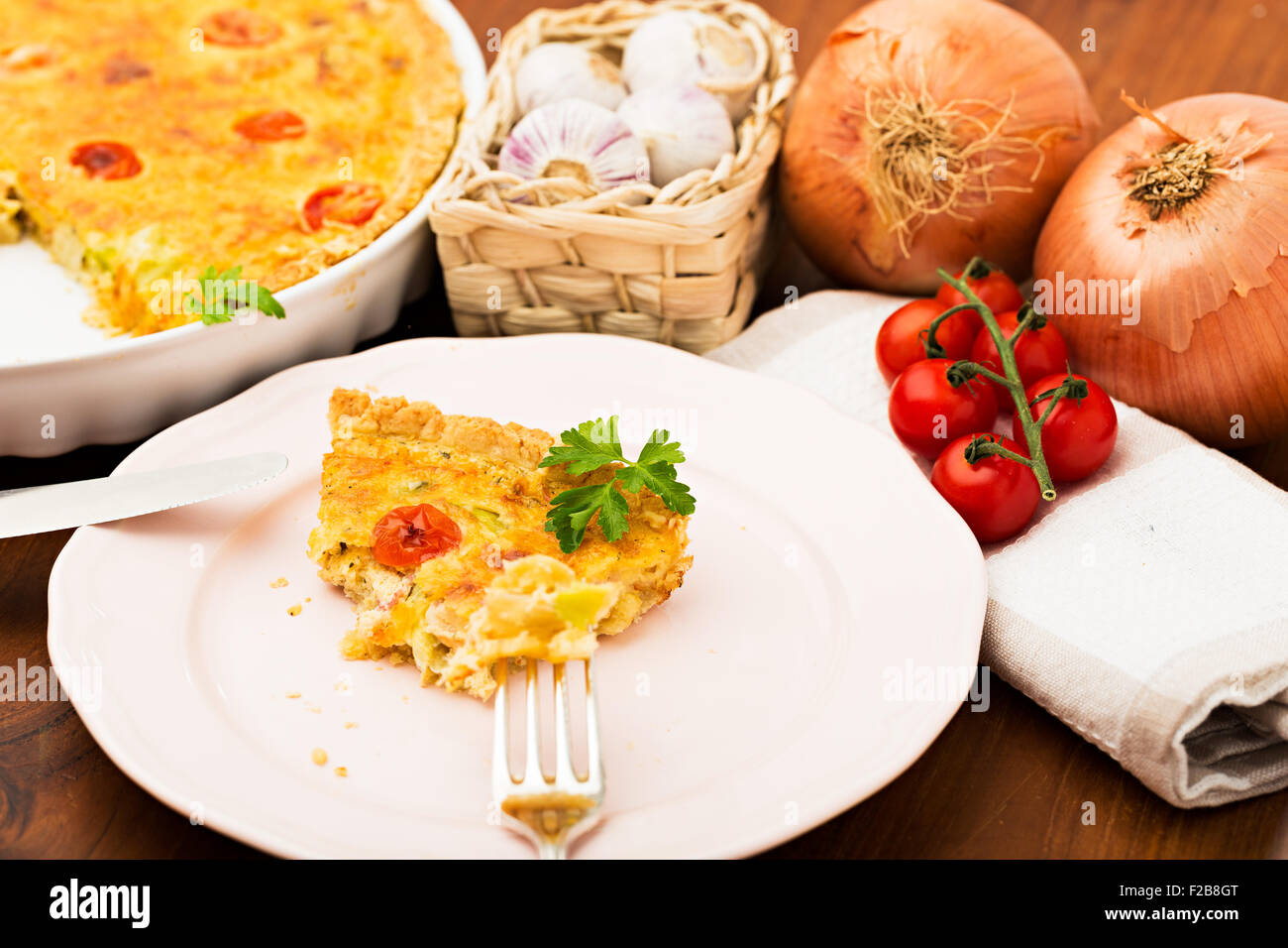 Tranche de pizza / Quiche lorraine - français Banque D'Images