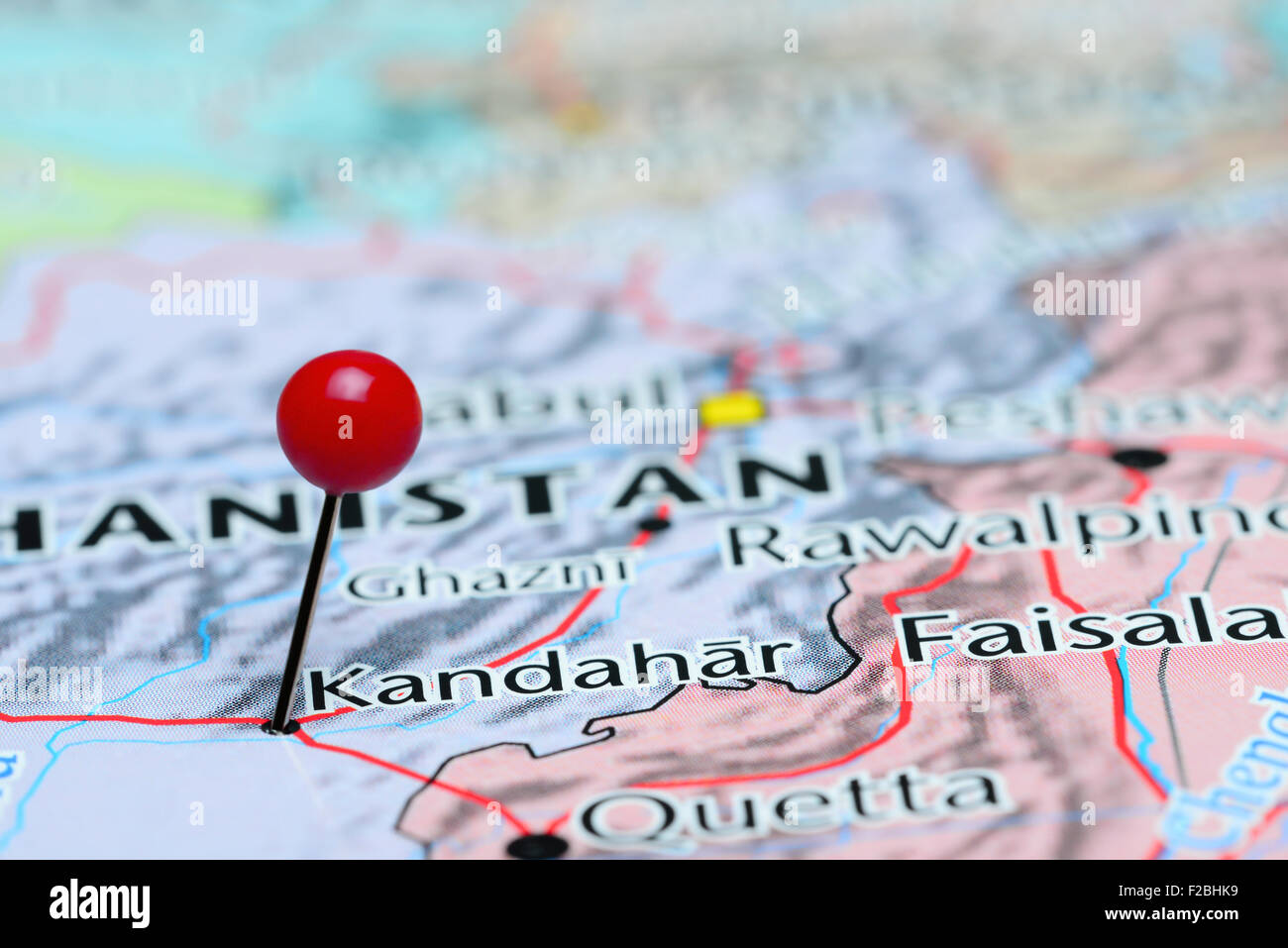Kandahar épinglée sur une carte de l'Asie Banque D'Images