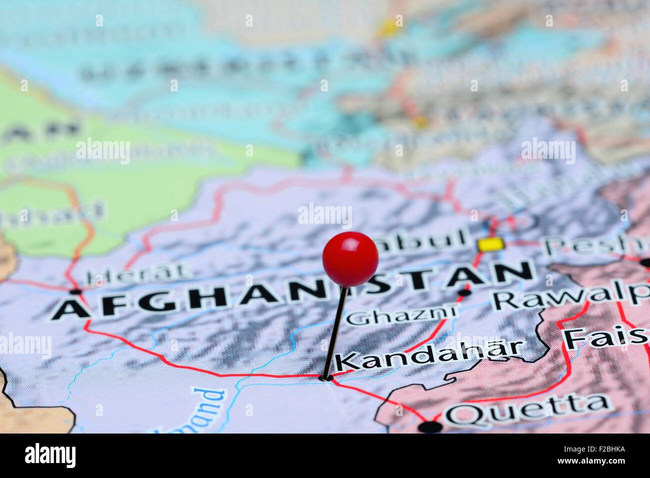 Kandahar épinglée sur une carte de l'Asie Banque D'Images