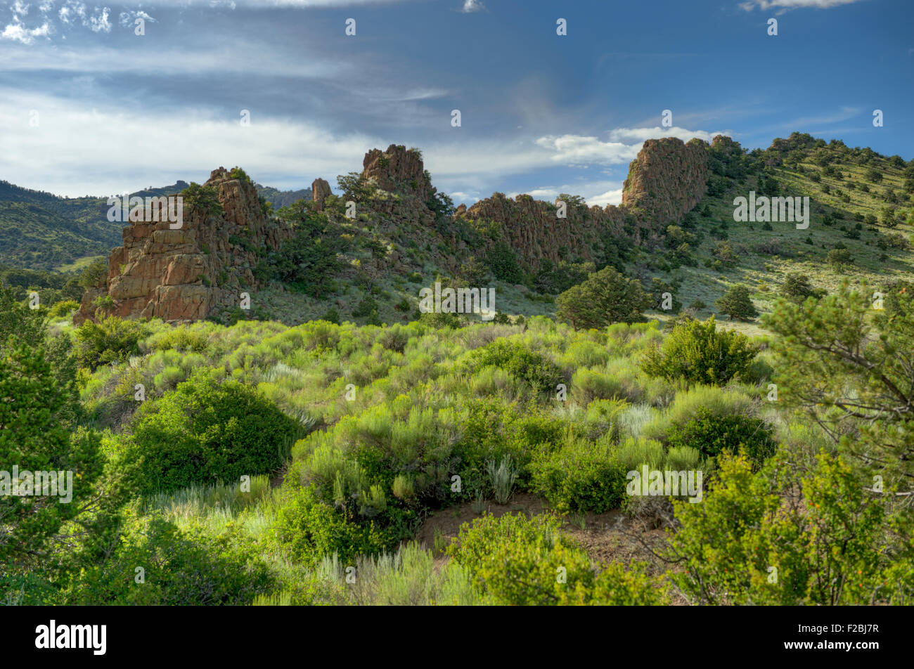 Les restes d'une digue volanic sur la bordure est du champ volcanique de San Juan, près de La Garita Colorado Banque D'Images