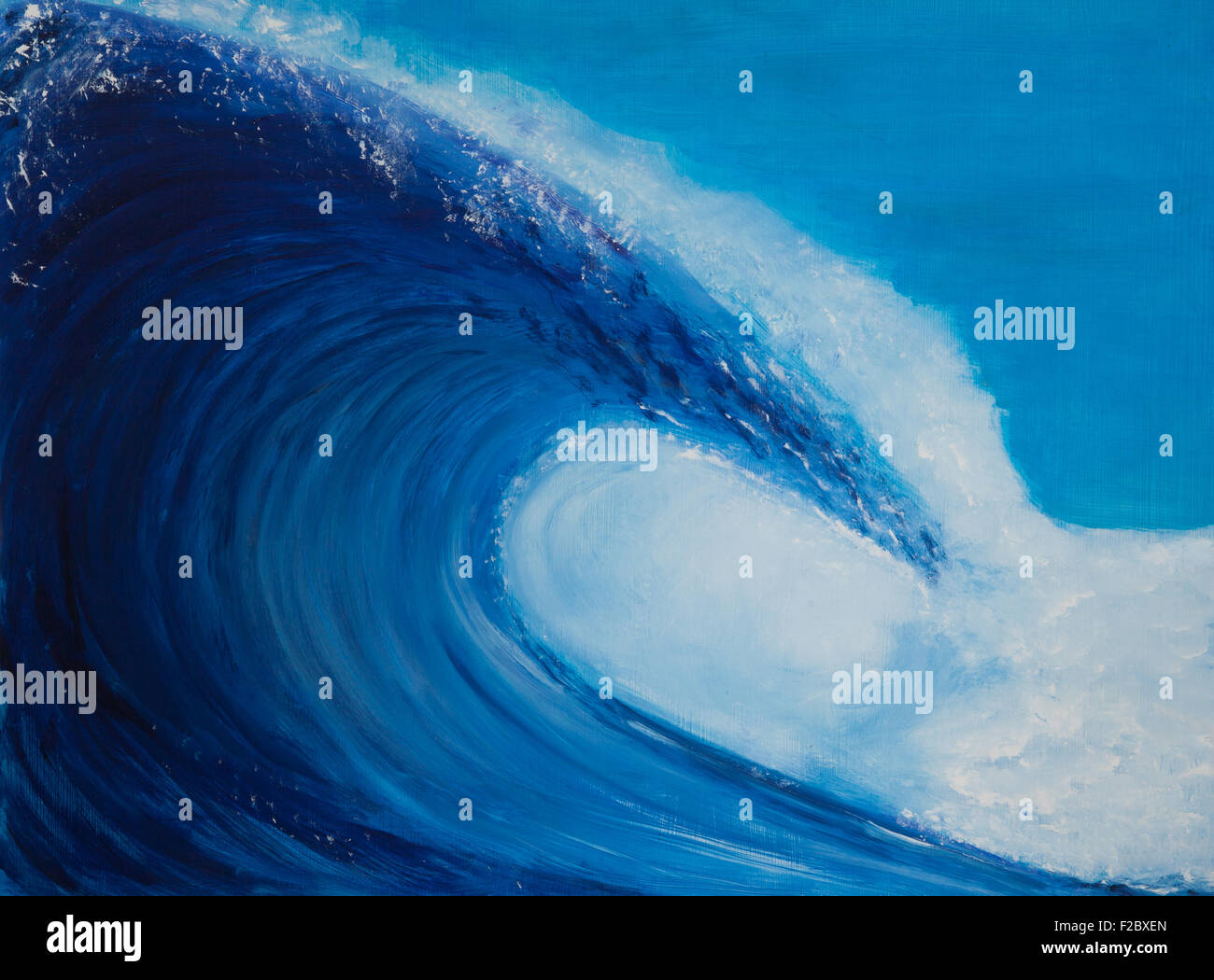 Peinture d'une très grande vague, bleu Banque D'Images