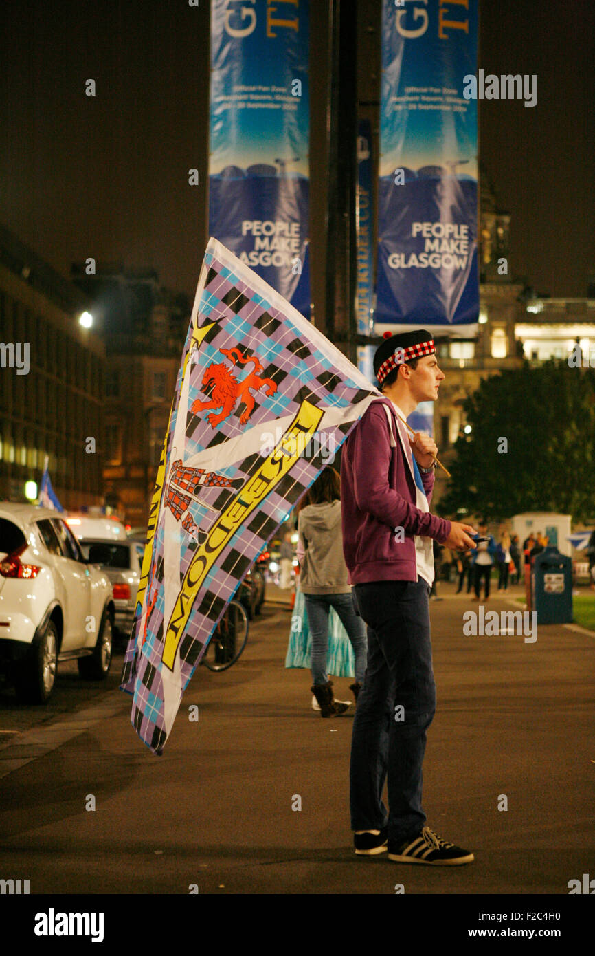 L'Ecosse le jour du vote référendaire George Square. Banque D'Images