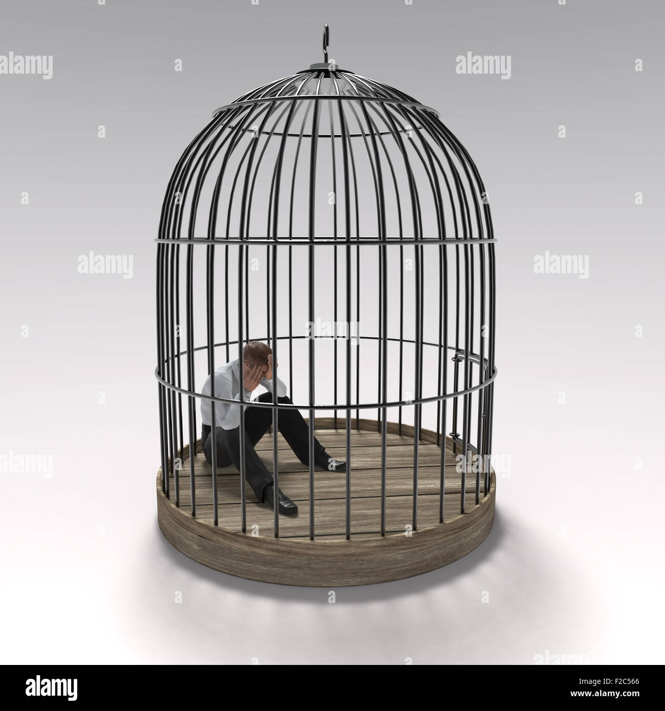 L'homme dans la cage Photo Stock - Alamy