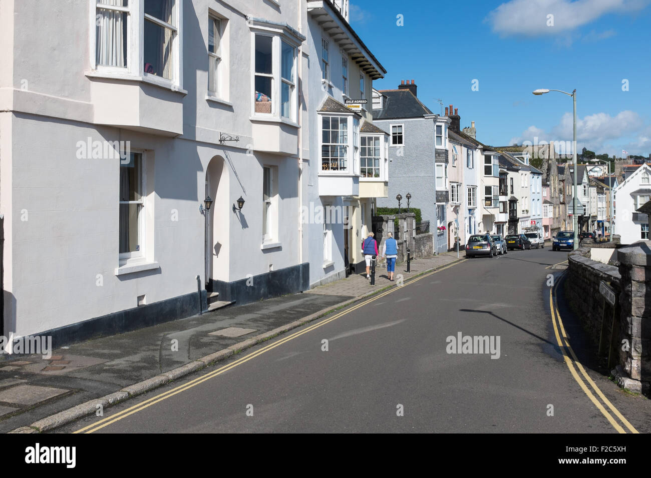 De jolies maisons de Newcomen Road dans la ville de Dartmouth Devon Banque D'Images