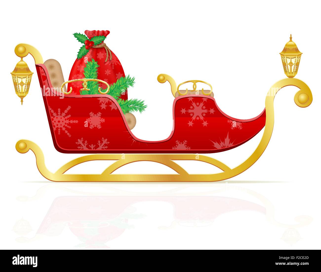 Traîneau de Noël rouge du père Noël avec des cadeaux vector illustration isolé sur fond blanc Illustration de Vecteur