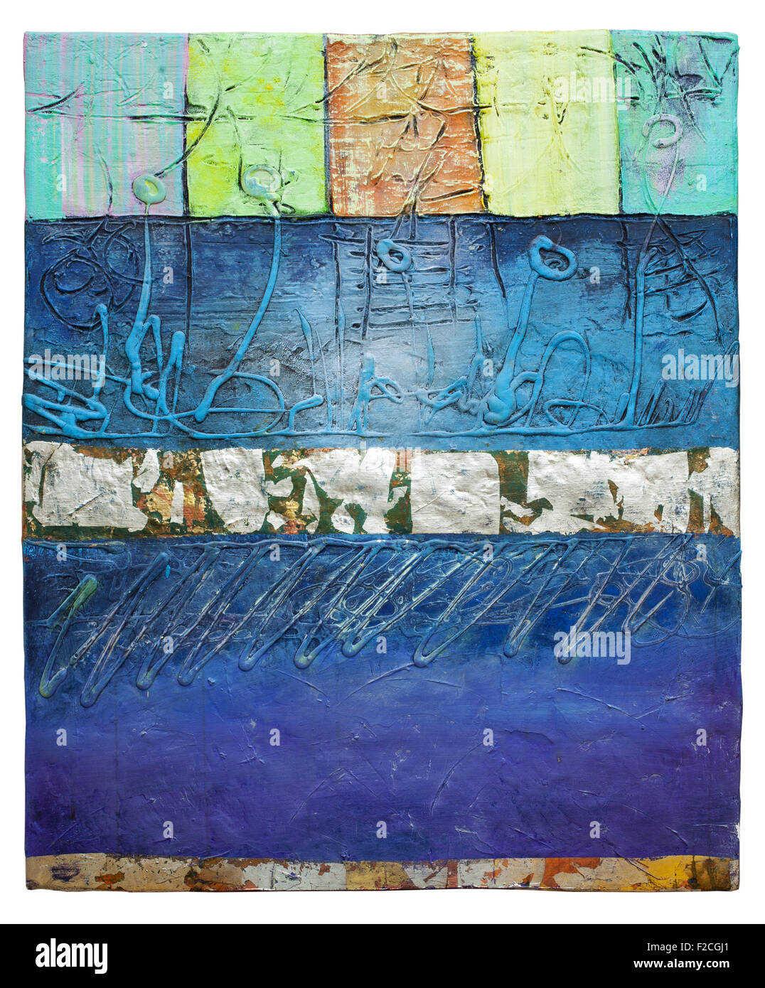 Gros plan d'une image colorée isolé sur fond blanc Banque D'Images