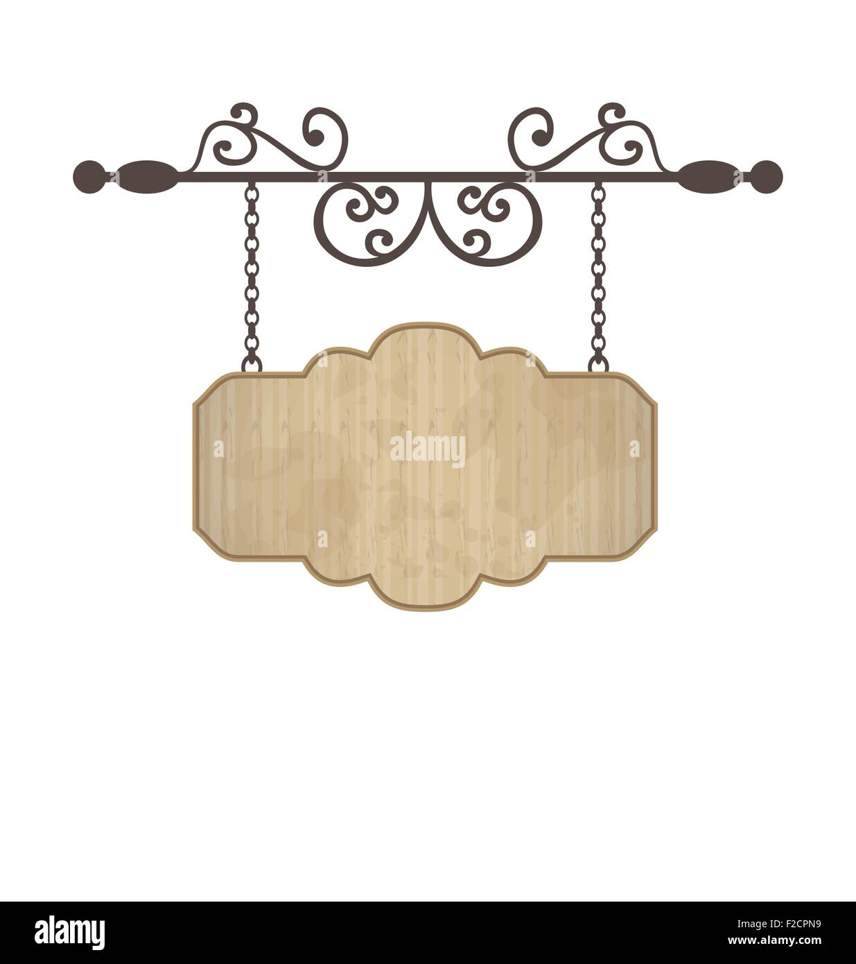 Panneau en bois avec place pour le texte, les éléments forgeage floral Illustration de Vecteur