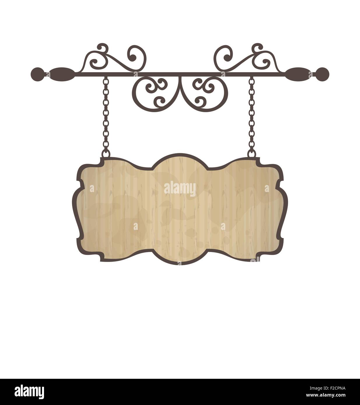 Panneau en bois avec place pour le texte, les éléments forgeage floral Illustration de Vecteur