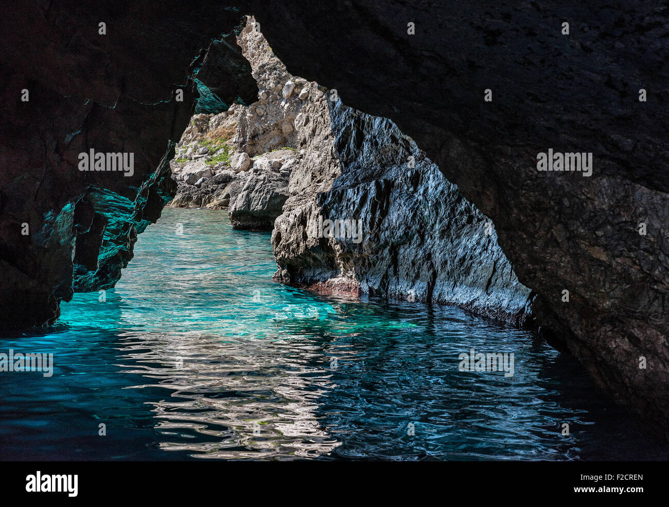 La Grotta Verde, green grotto, sur l'île de Capri, Campanie, Italie Banque D'Images