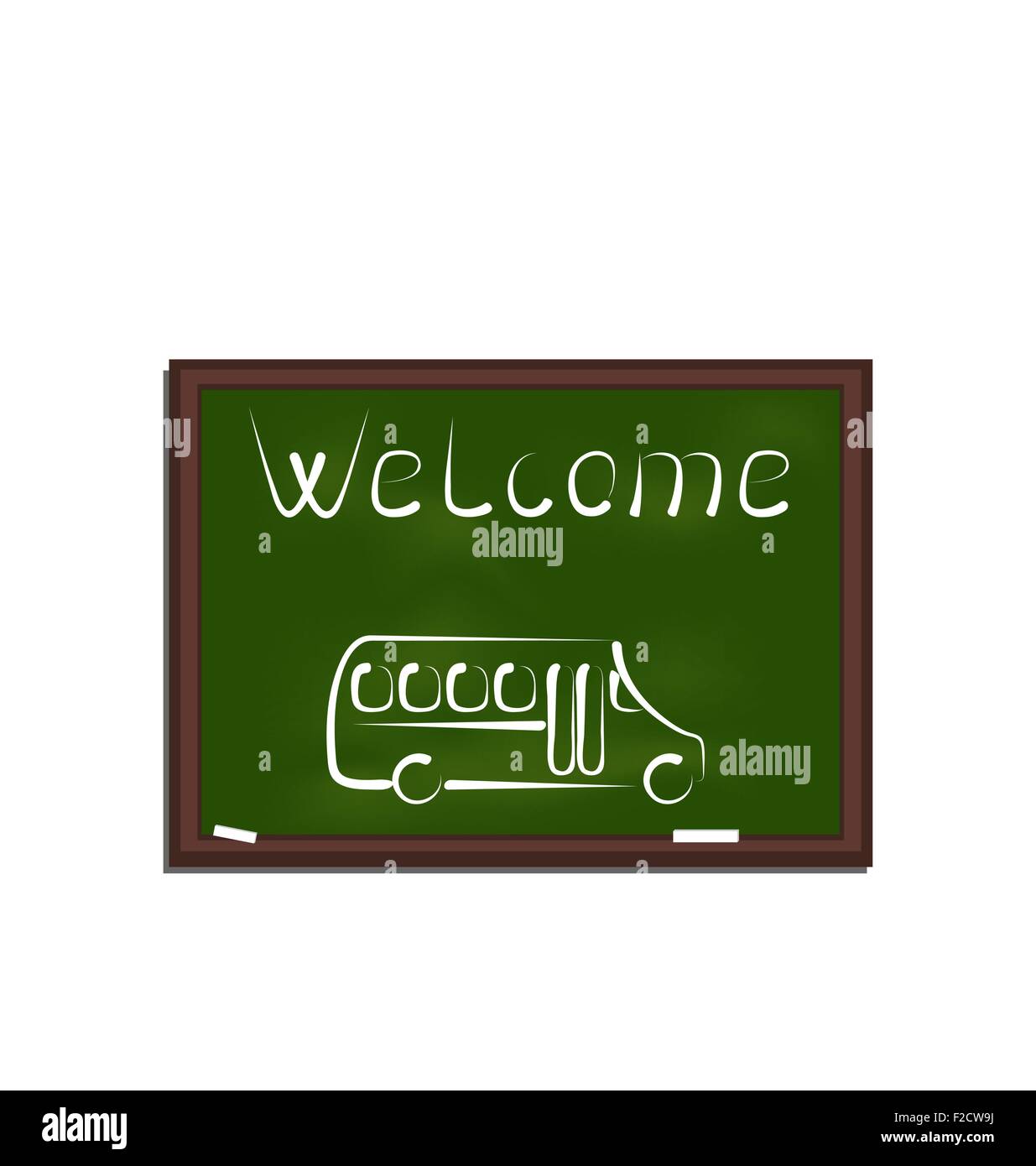 Tableau peinture verte avec des autobus scolaires Illustration de Vecteur