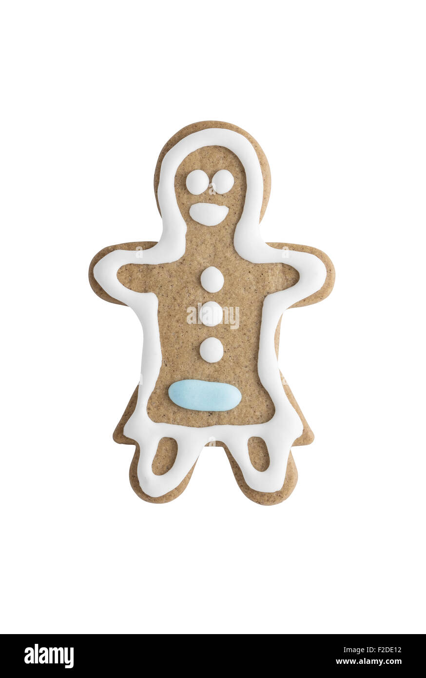 Gingerbread cookie femme isolé sur fond blanc - tourné en studio Banque D'Images