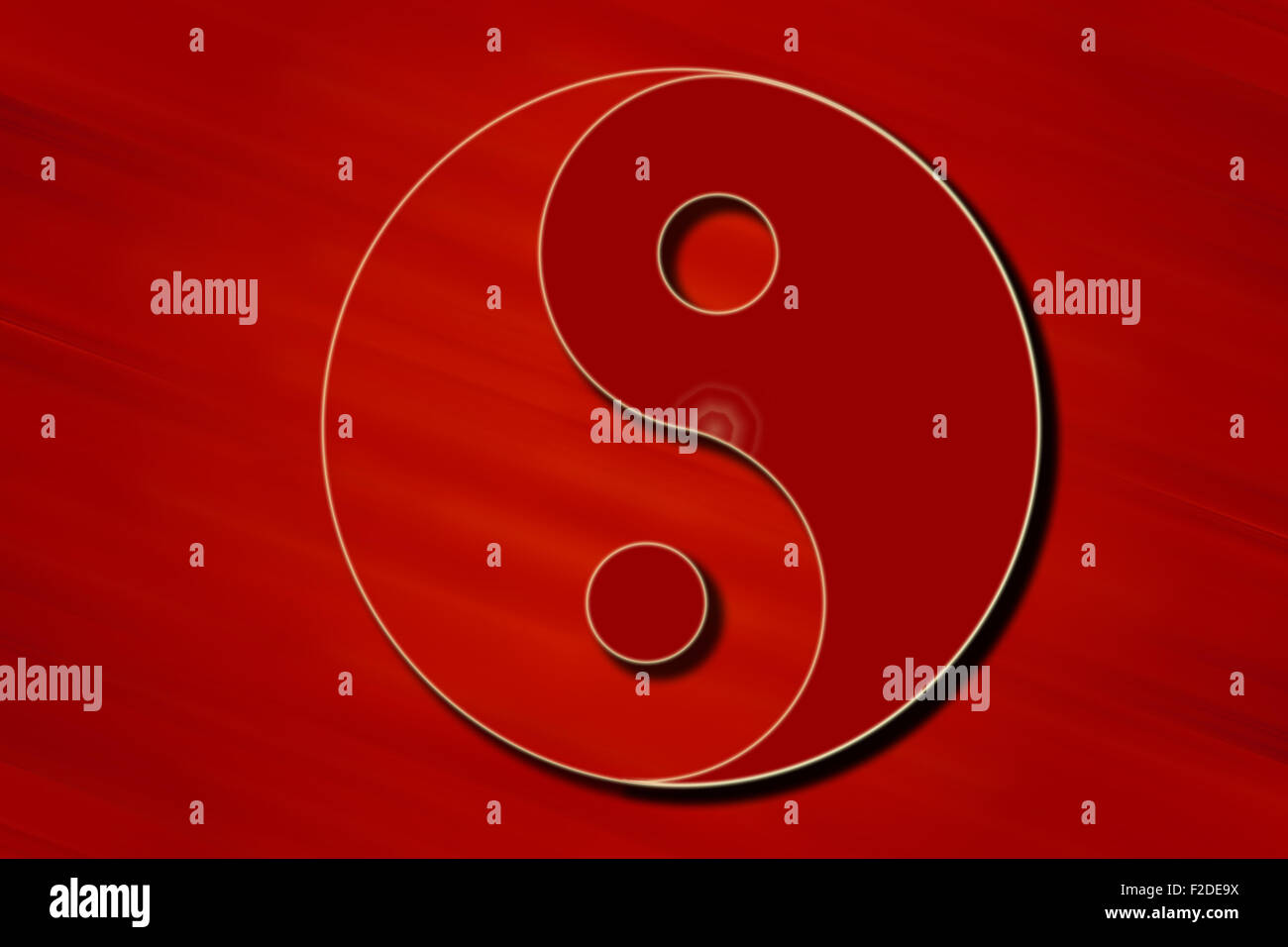 Le symbole Yin Yang stylisé de couleur rouge. Banque D'Images