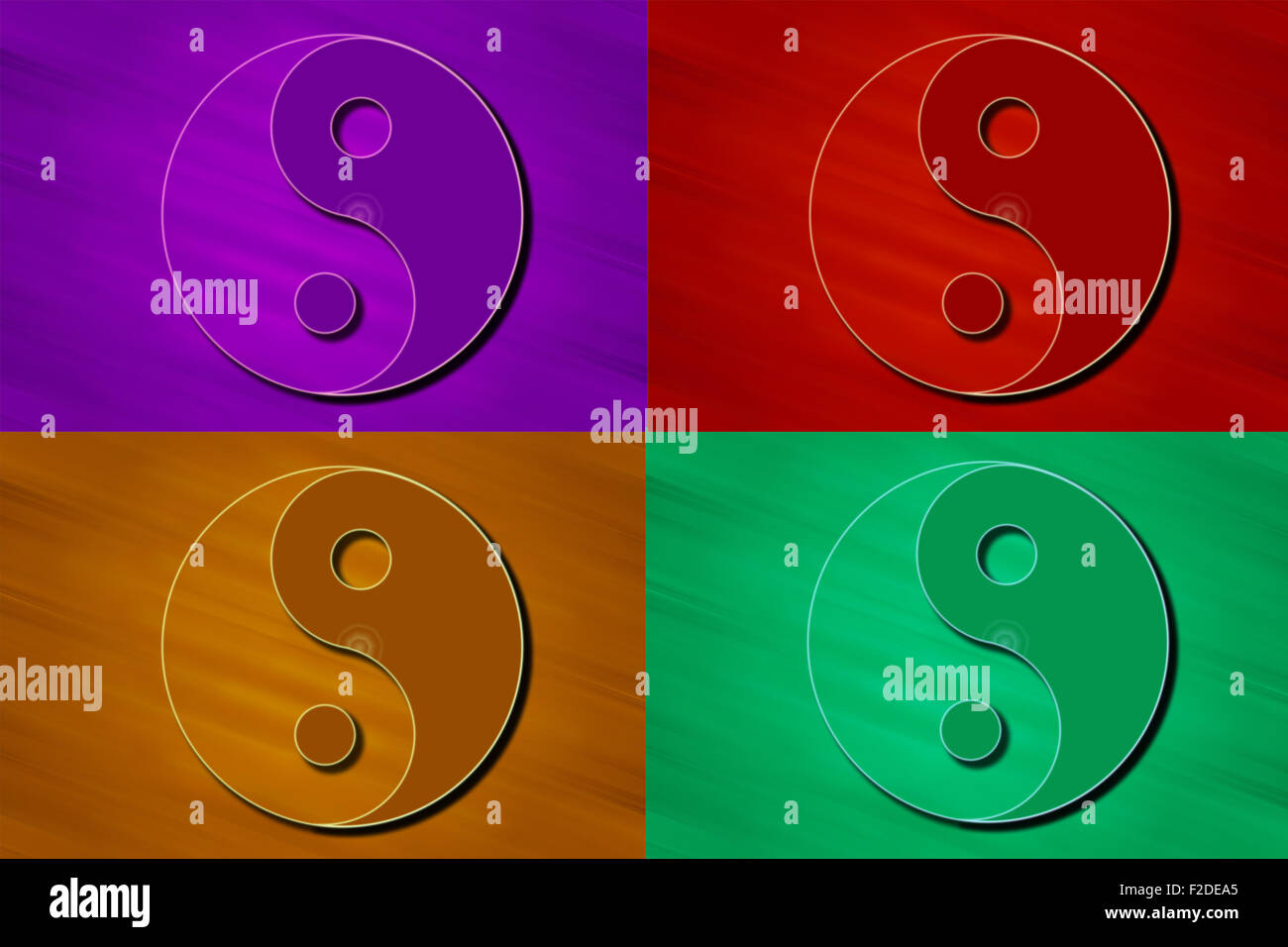 Symboles Yin Yang stylisé en couleur. Banque D'Images