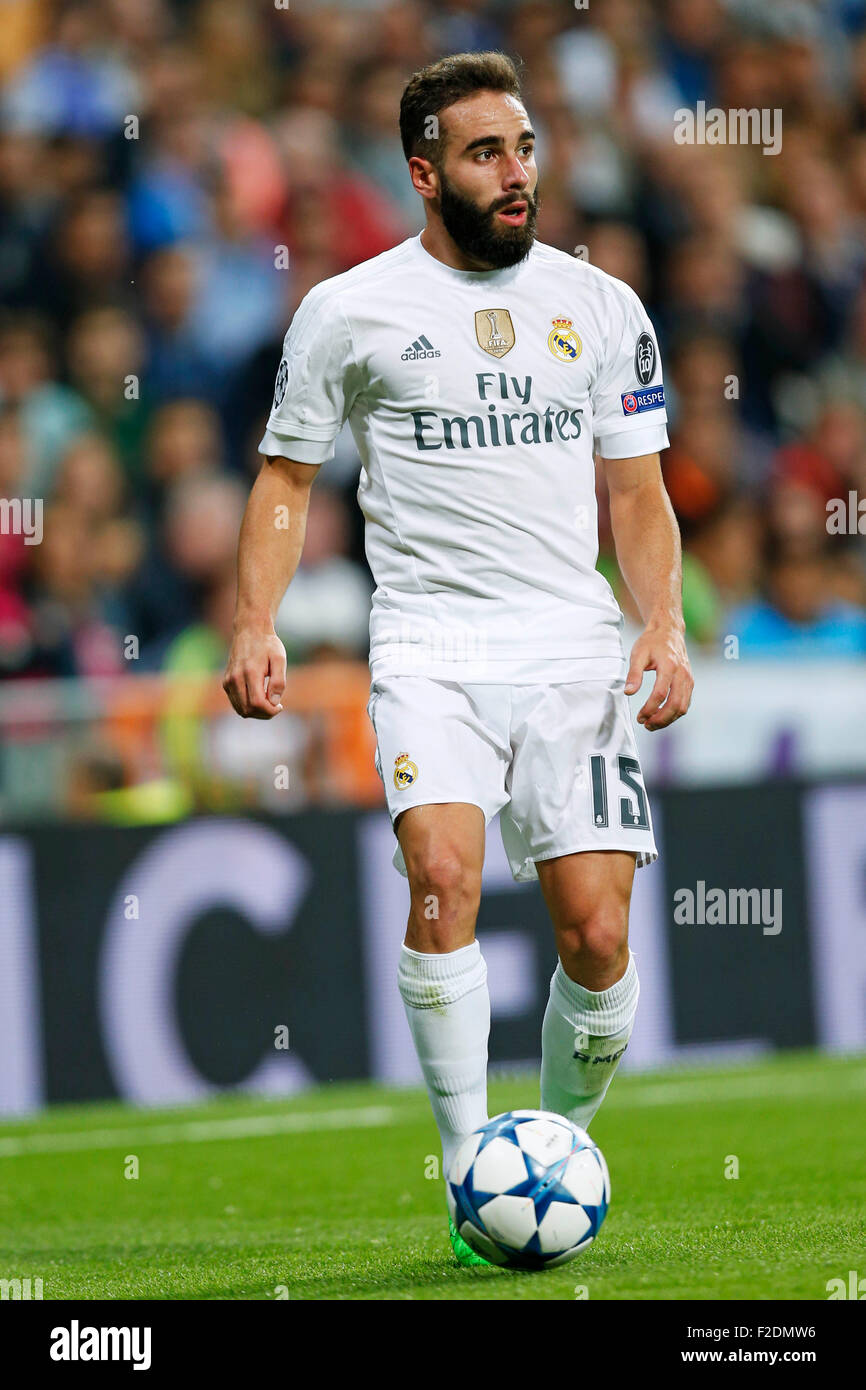 Madrid, Espagne. © D. 15 Sep, 2015. Dani Carvajal (réel) Football/soccer : un groupe de la Ligue des Champions entre le Real Madrid match Shakhtar Donetsk 4-0 au Santiago Bernabeu à Madrid, Espagne. © D .Nakashima/AFLO/Alamy Live News Banque D'Images