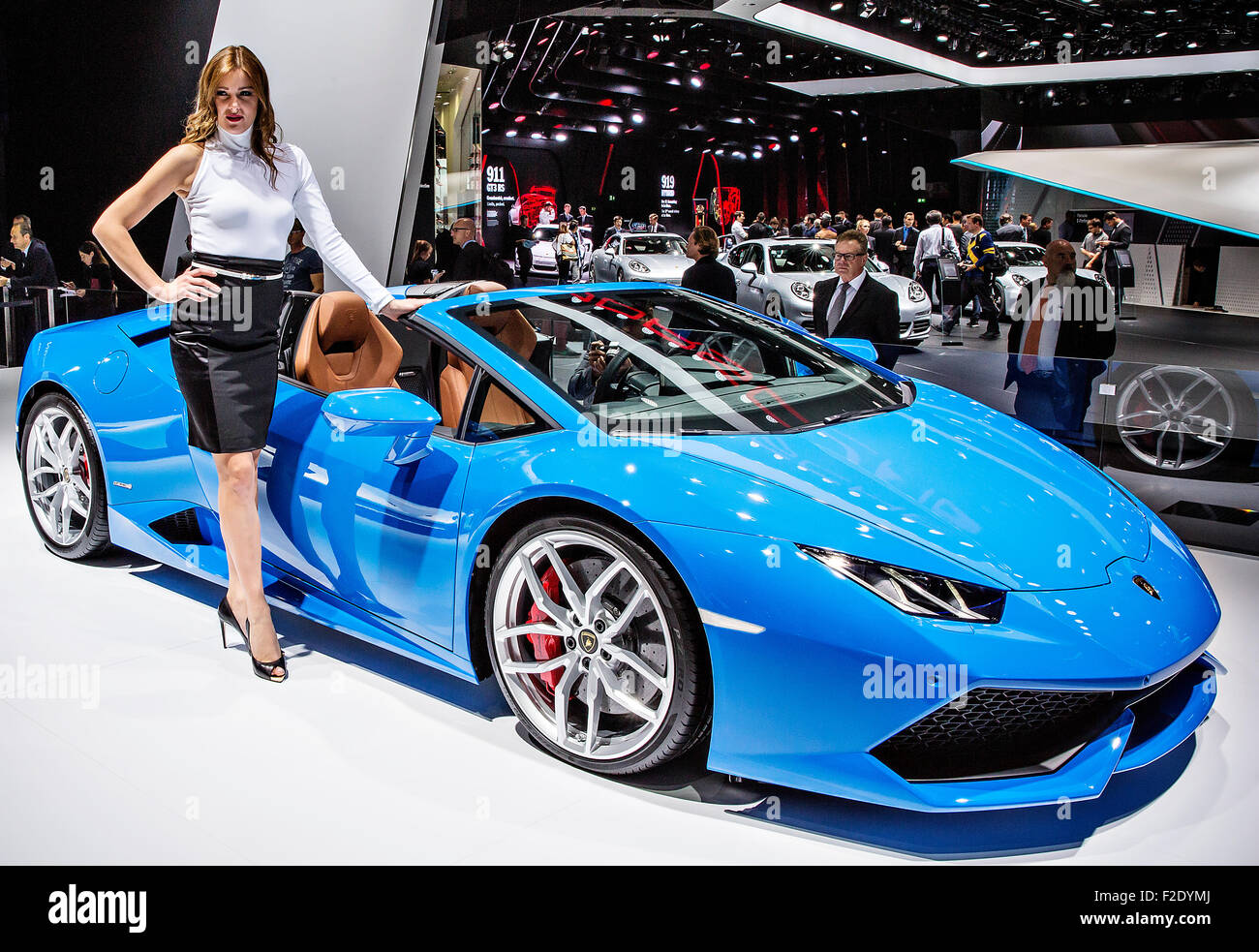Ouragan Lamborghini Spyder, International motorshow, IAA, Francfort, Auto Show, stand Banque D'Images
