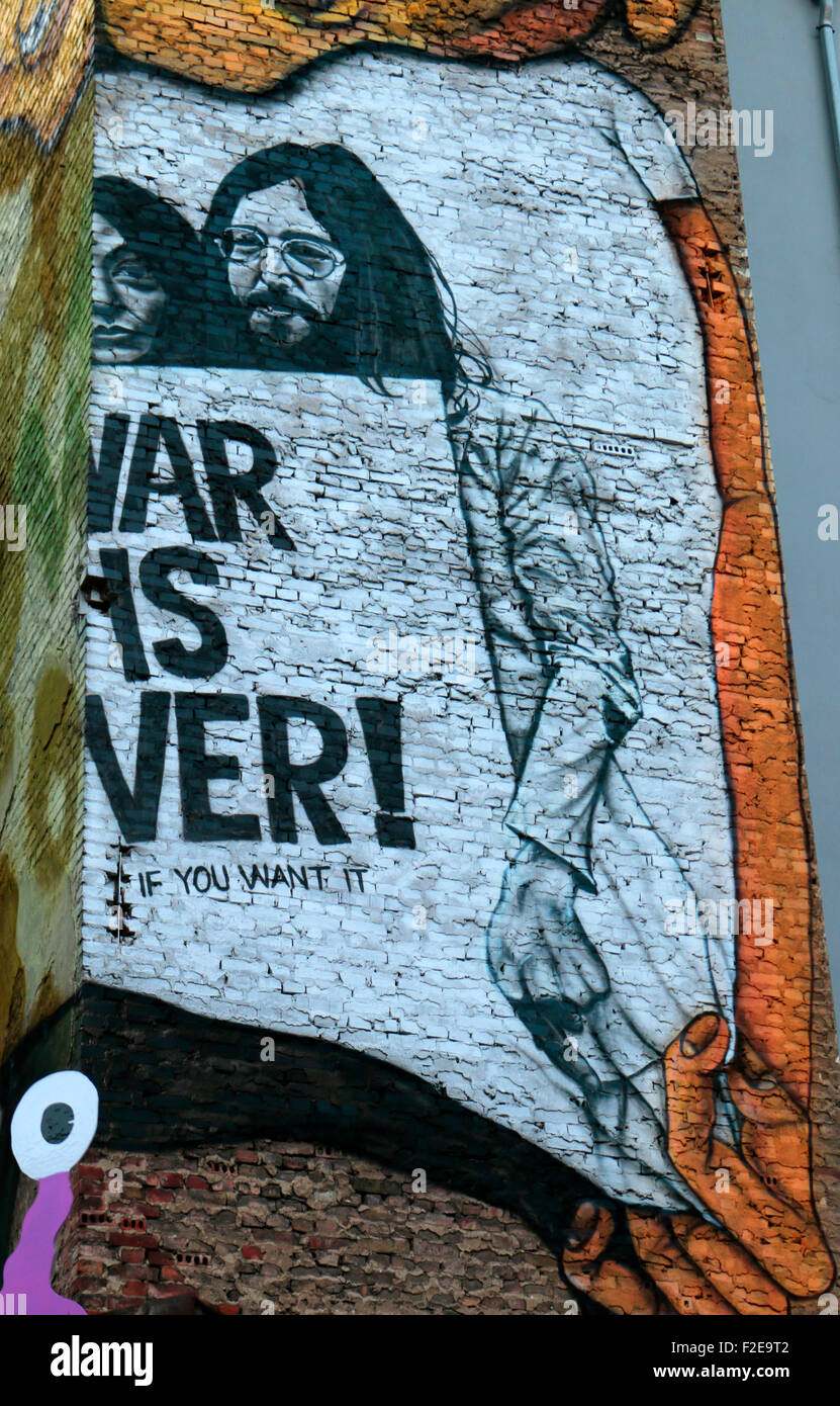 John Lennon, Yoko, Ono-Graffity Berlin-Kreuzberg. Banque D'Images
