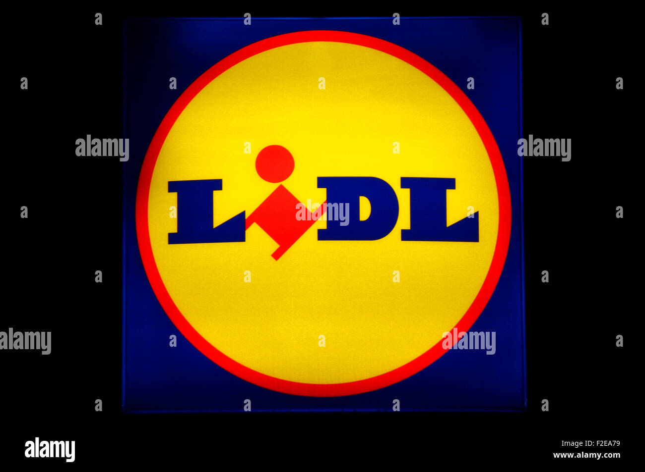 Novembre 2013 - BERLIN : marques : le logo de l'escompteur 'Lidl', Berlin. Banque D'Images