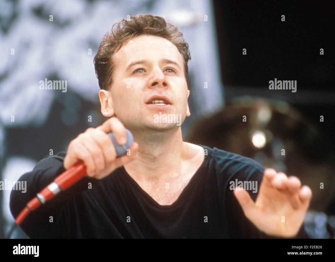 JIM KERR, chanteur de rock écossais à la Nelson Mandela concert à Hyde Park, Londres, 27 juin 2008. Banque D'Images